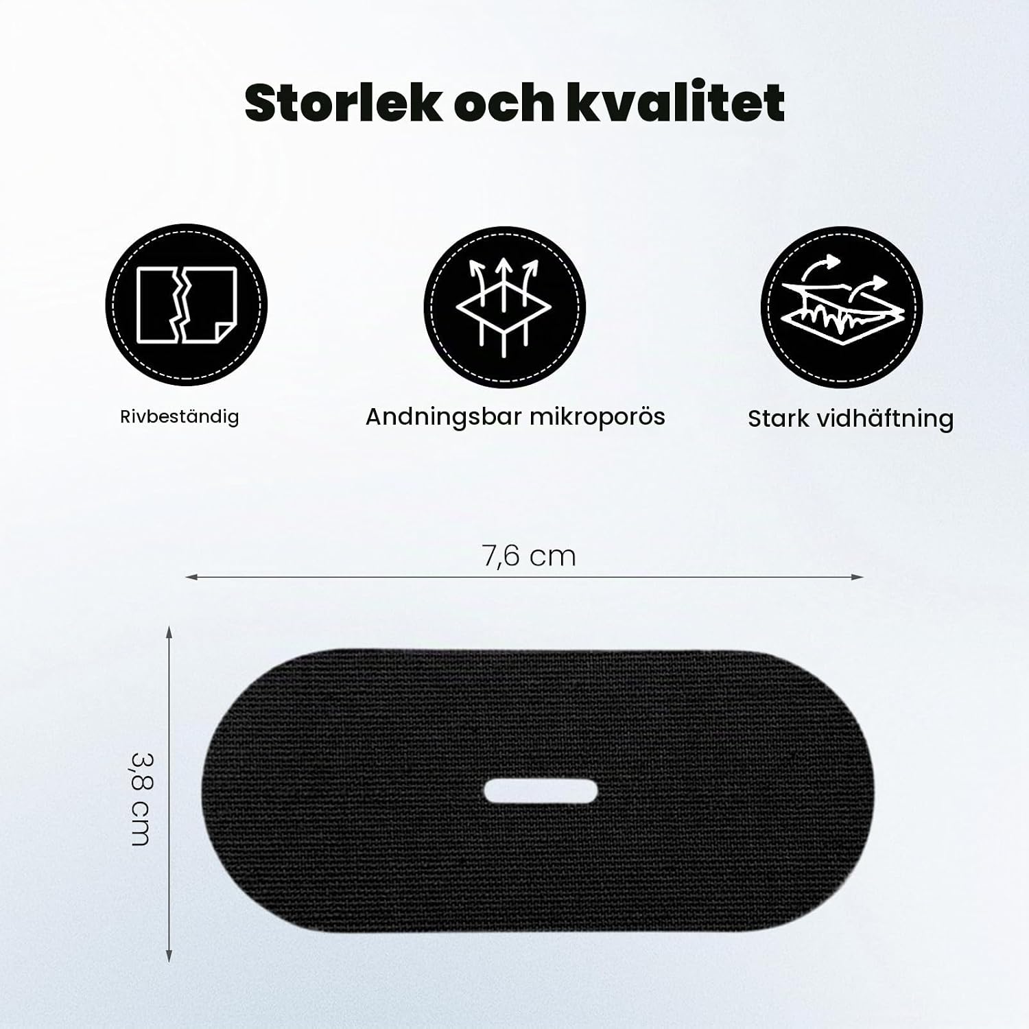 Detalle de YHEMDAY munremsor för sömn, 60 st, 76 × 38 mm, svarta