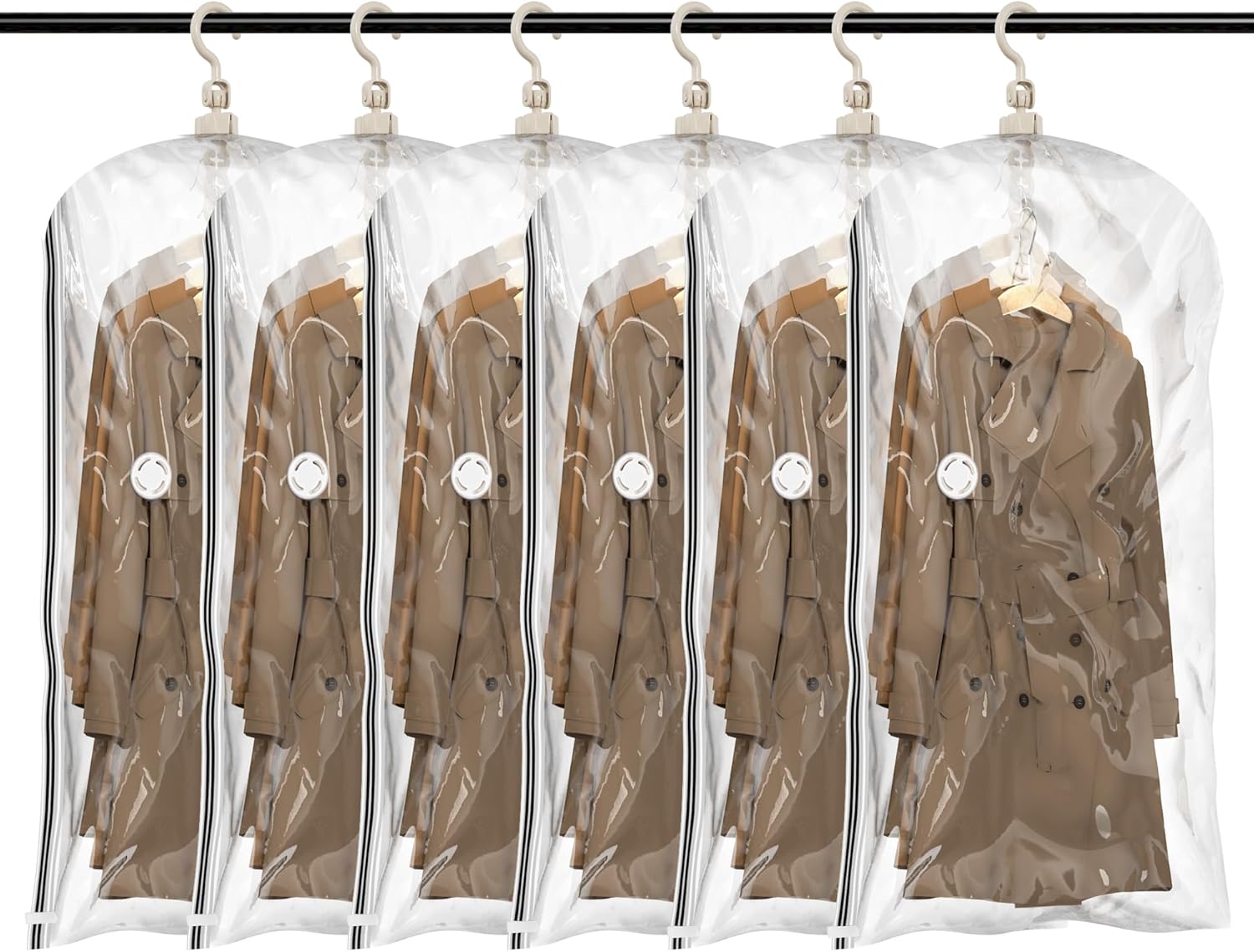Hanging Vacuum Storage Bags – 6 Jumbo Space-Saving Wardrobe Carriers for Coats, Suits and Dresses