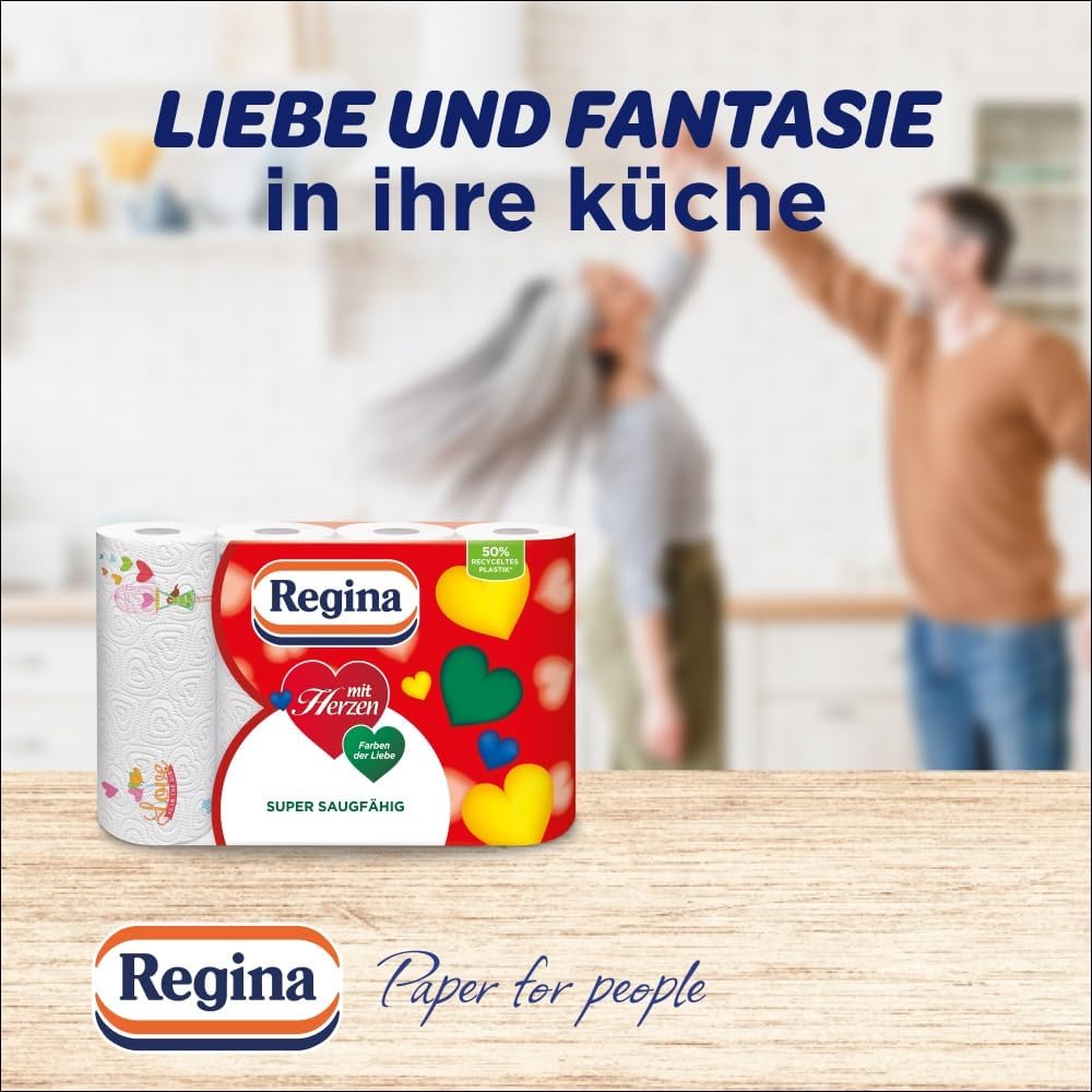 Thumbnail 2 de Regina mit Herzen Haushaltstücher – 32 Rollen-Packung, 43 Blatt pro Rolle, 3-lagig, FSC