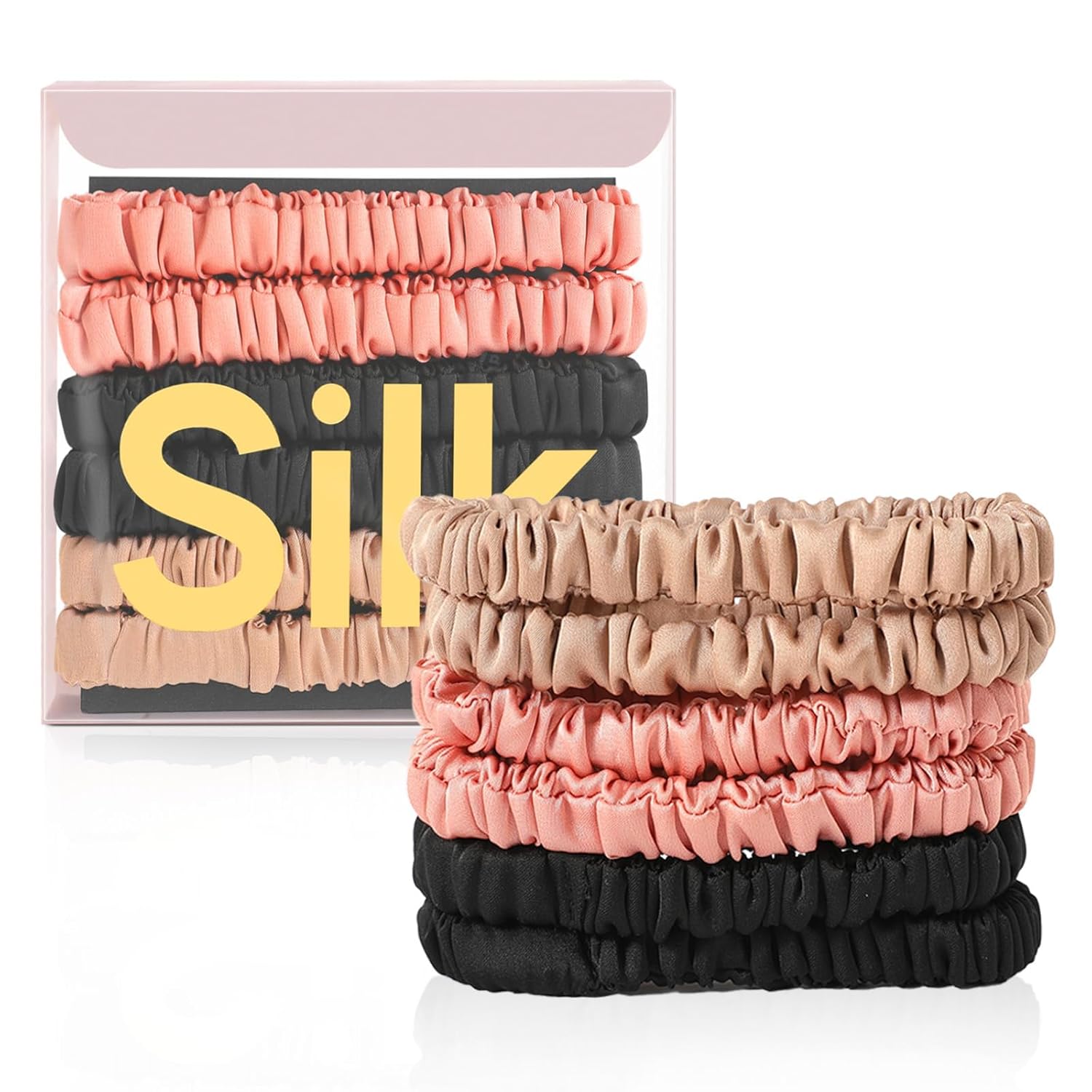 6Pcs Silk Hair Ties Small 22 Momme 100% Mulberry Silk Scrunchies