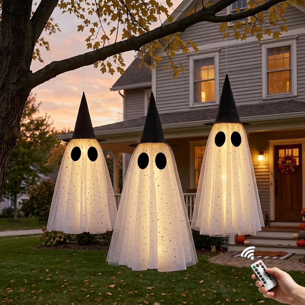 Detalle de KIWDY Halloween Ghost Decorations, Set of 3