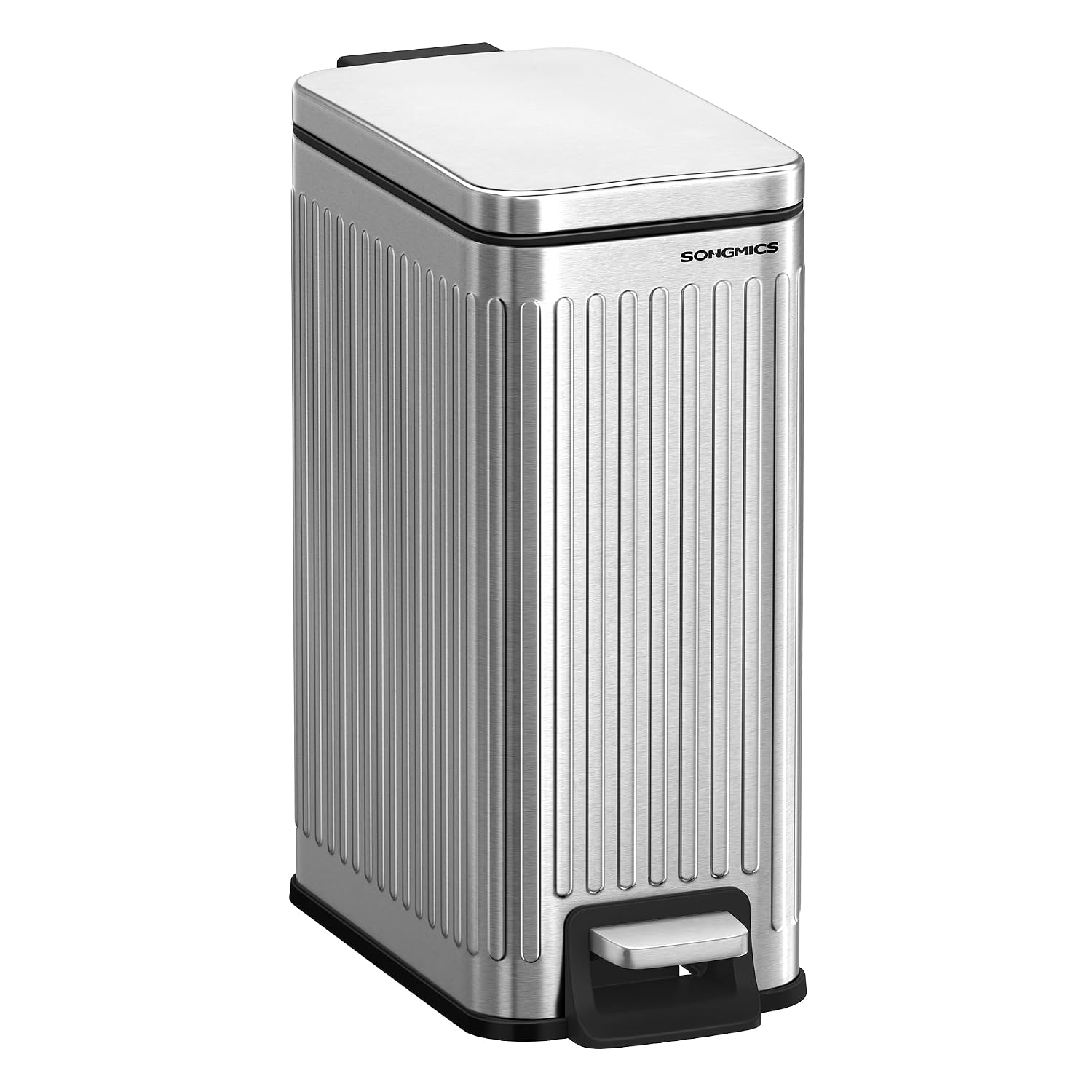 Detalle de SONGMICS ULTB563E01 Bathroom Trash Can, 1.6-Gallon Slim Stainless Steel
