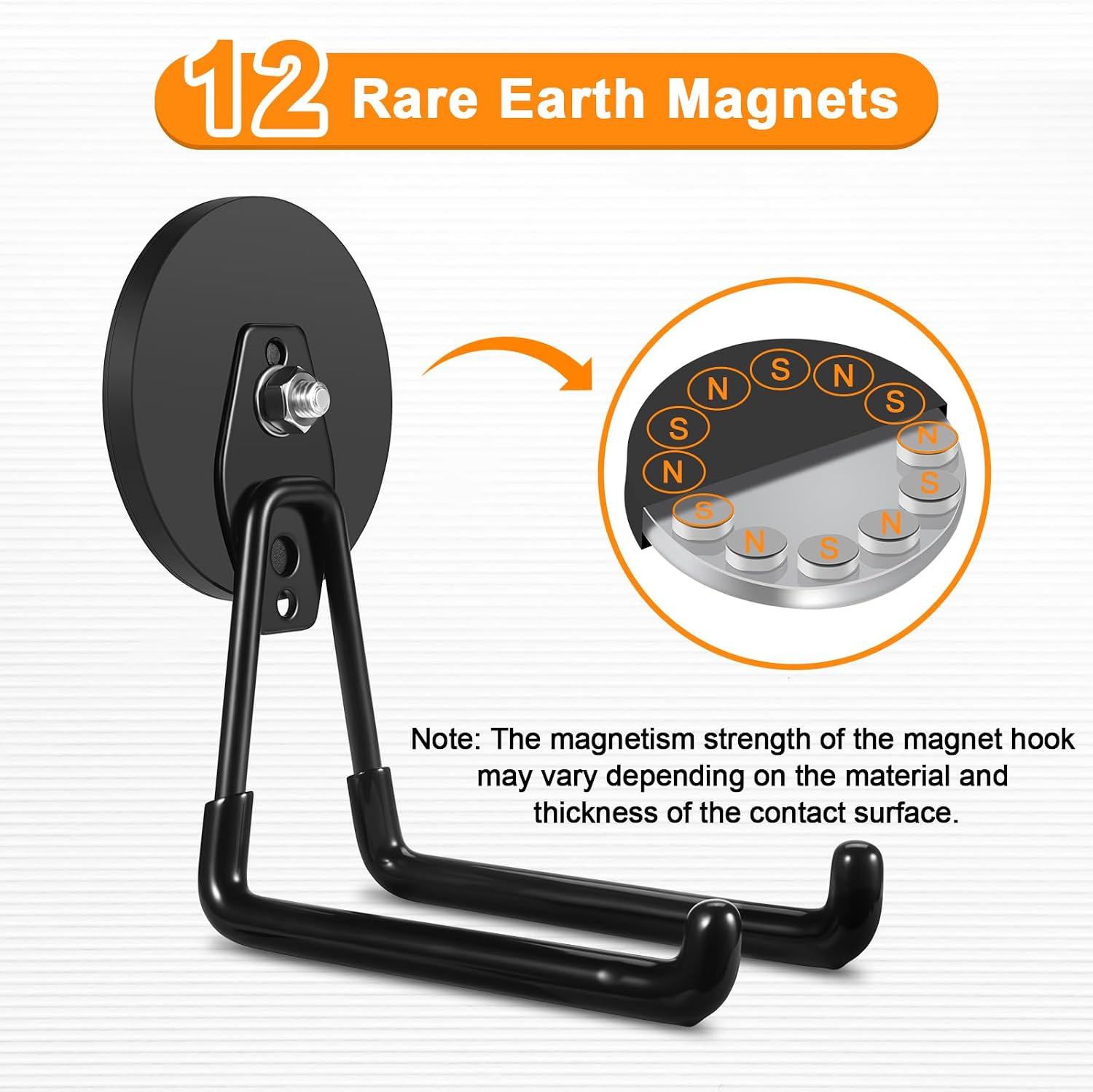 Detalle de ENUODA ENUODA003 Magnetic Double Hooks, 2-Pack with 3.46-Inch Magnet Bases