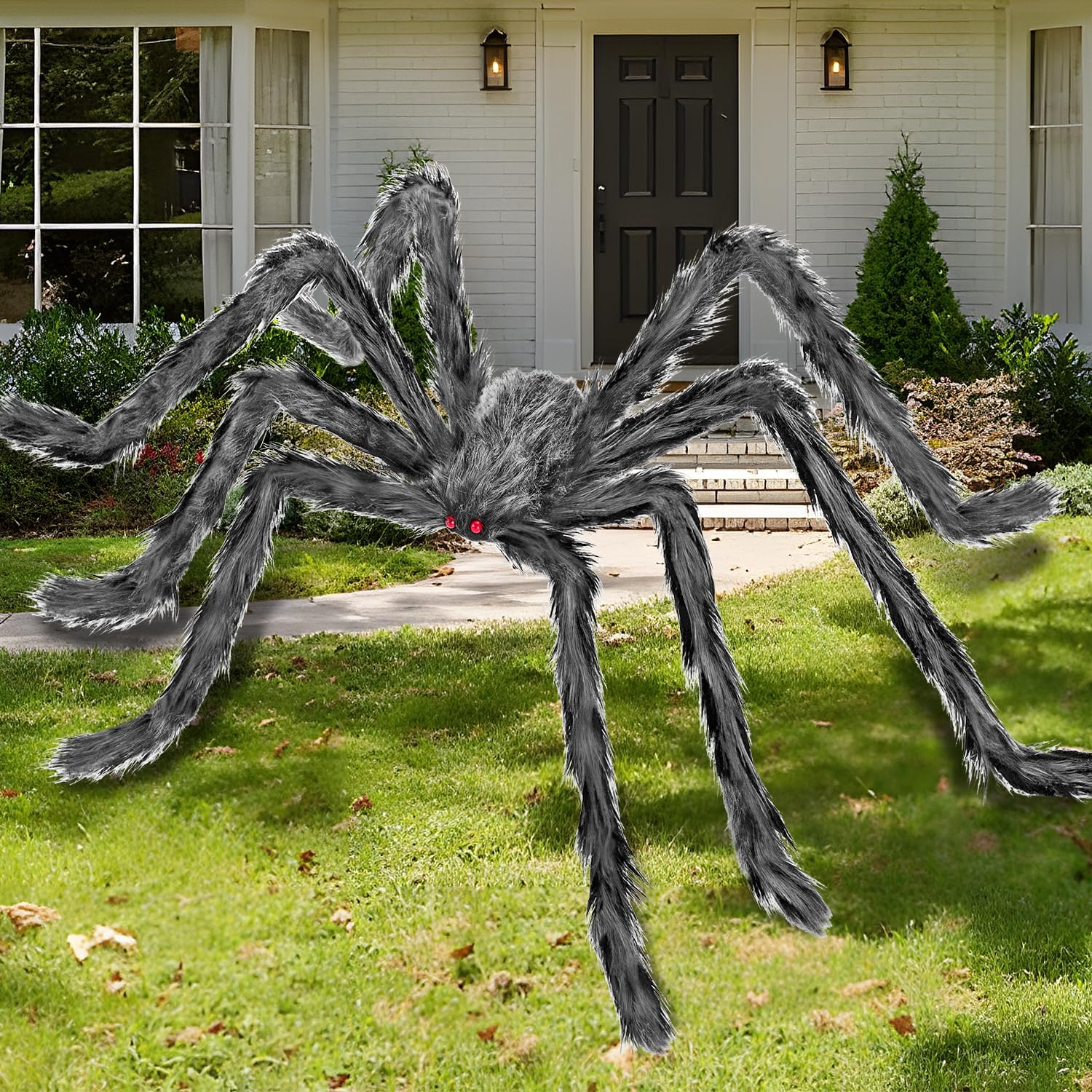 Detalle de Kendane CA-64 78-Inch Giant Halloween Spider Decoration, Silver Resin