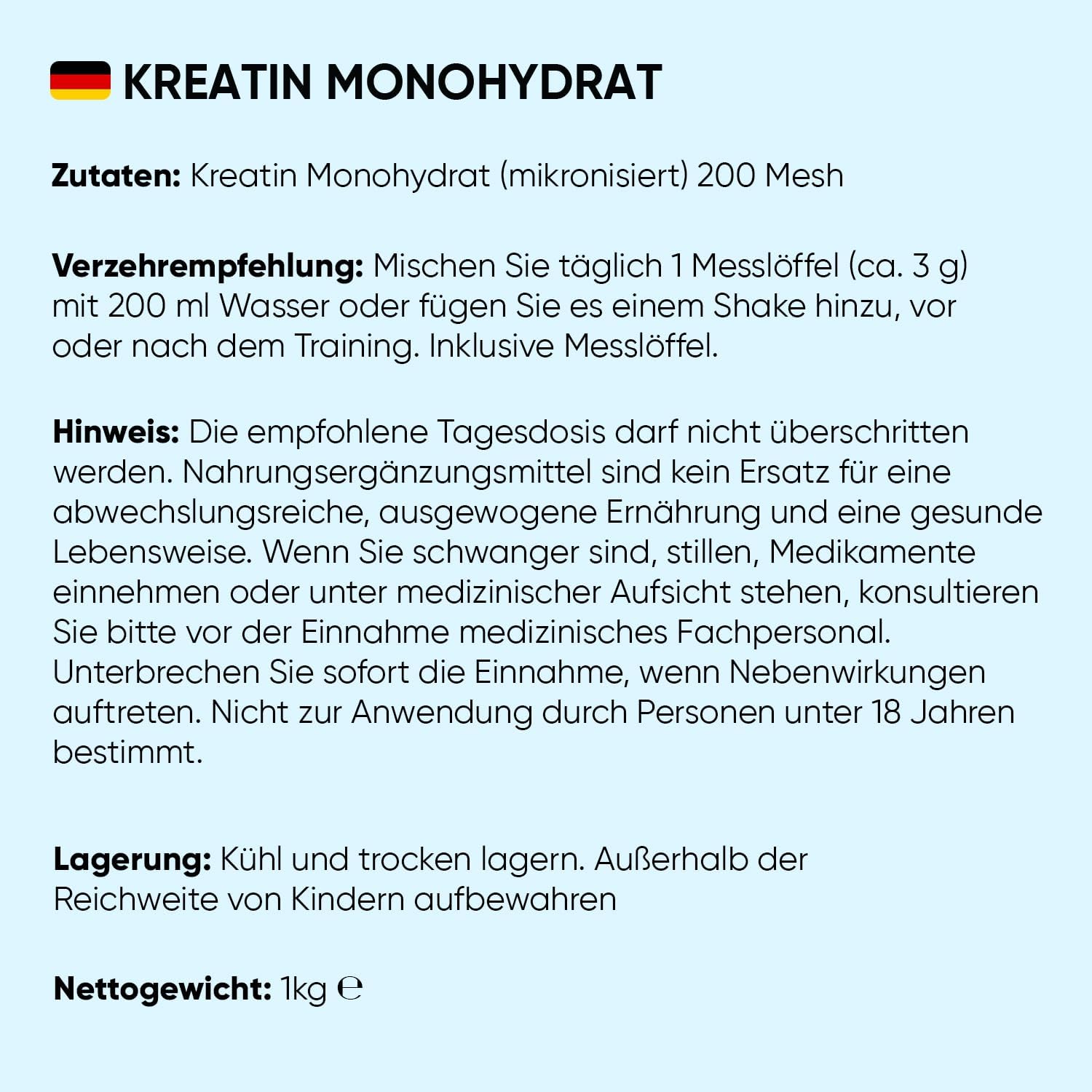 Detalle 2 de Creatin Monohydrat Pulver 1kg (WeightWorld) – mikronisiert, 330 Portionen, vegan, geschmacksneutral