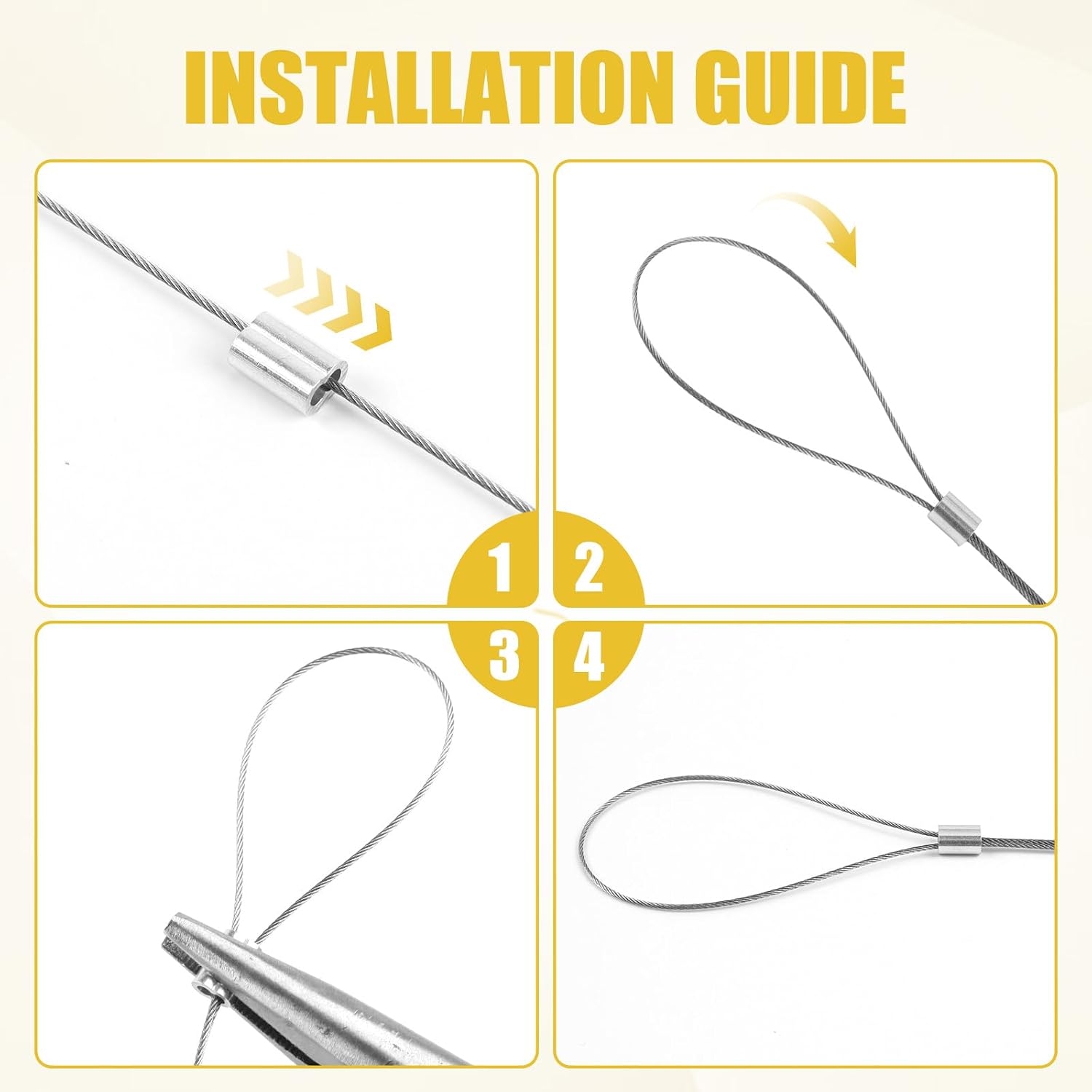 Thumbnail 6 de 3mm steel wire with 30m plastic-coated cable and 30 aluminum loops: robust, versatile metal cable for gardens and DIY