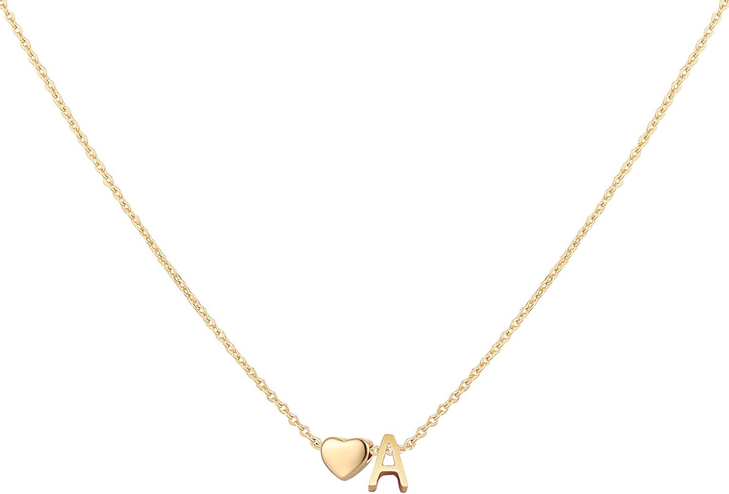 Detalle de Heart Initial Necklace in 18K Gold-Plated Stainless Steel