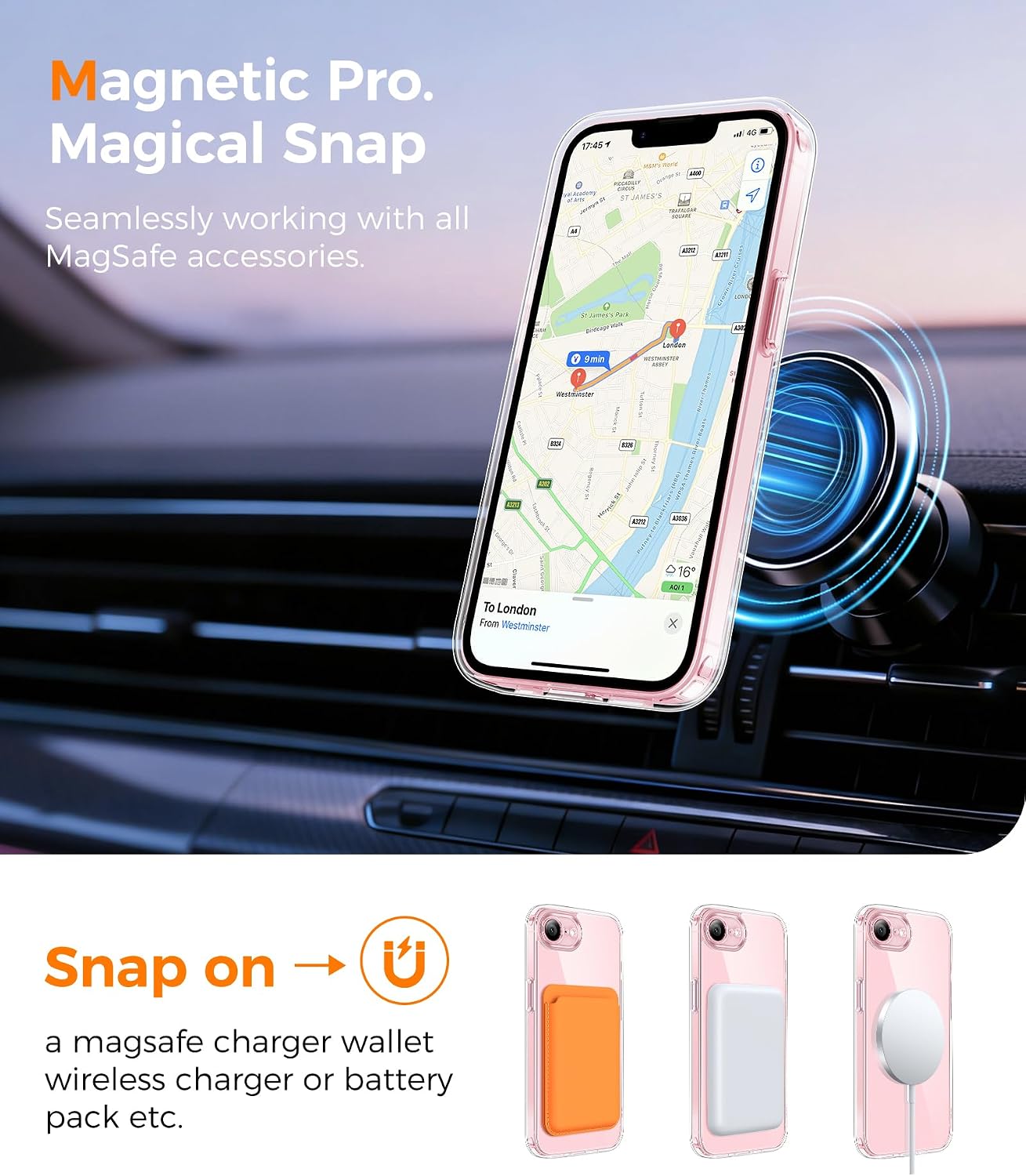 Thumbnail 5 de Qasyfanc Magnetic Clear Case for iPhone 17e/16e with Tempered Glass Screen Protectors