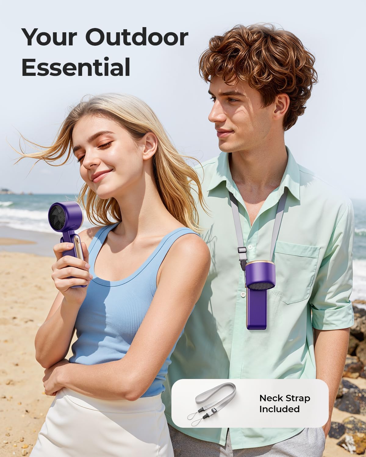 Detalle de Bearwind S40 Portable Handheld Fan, 5 Speeds, 4000mAh, Foldable Design