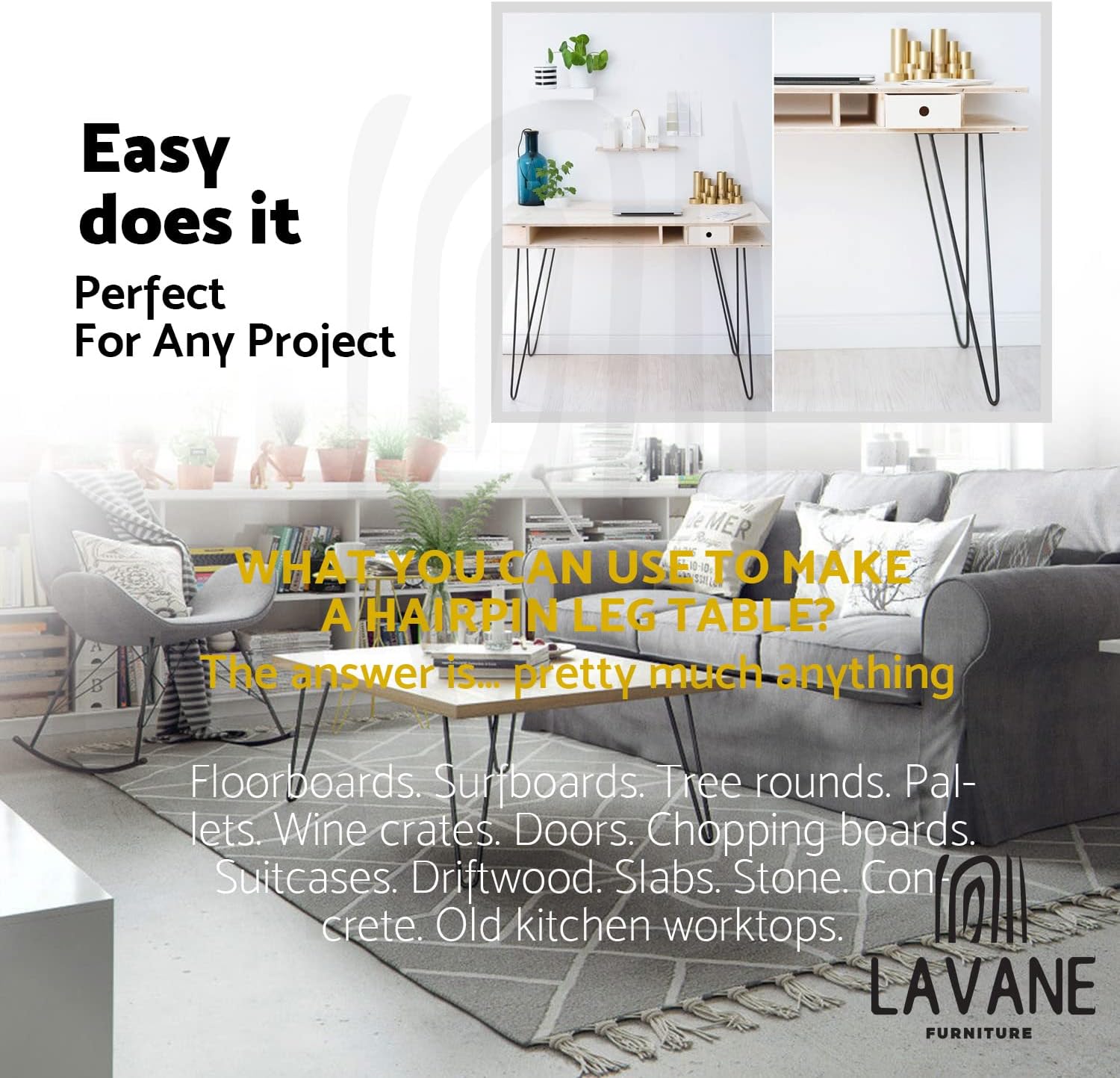 Detalle 2 de La Vane 10 inch Hairpin Table Legs 25cm