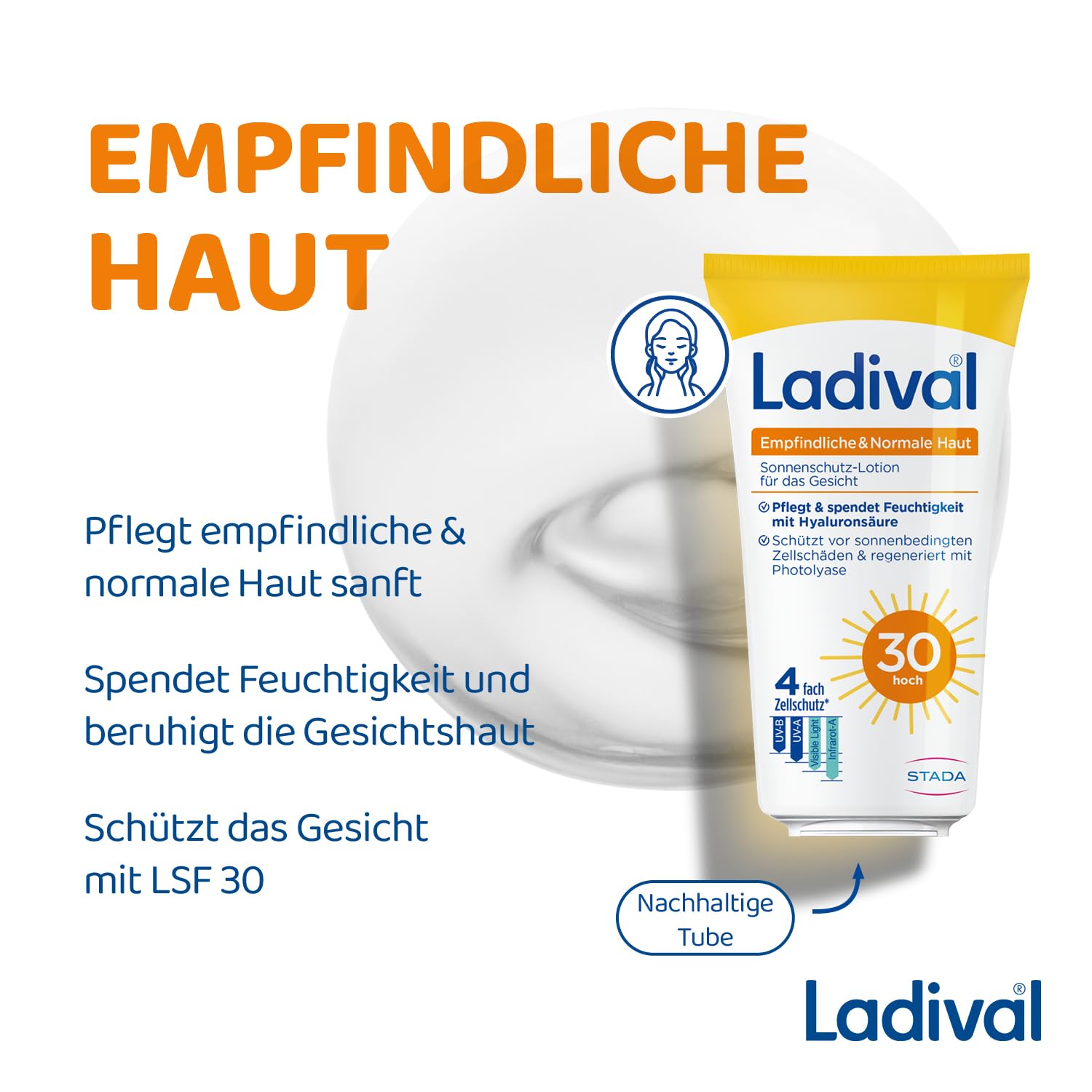 Detalle de STADA Ladival Sonnenschutz-Lotion Gesicht LSF 30 für empfindliche & normale Haut (50 ml)