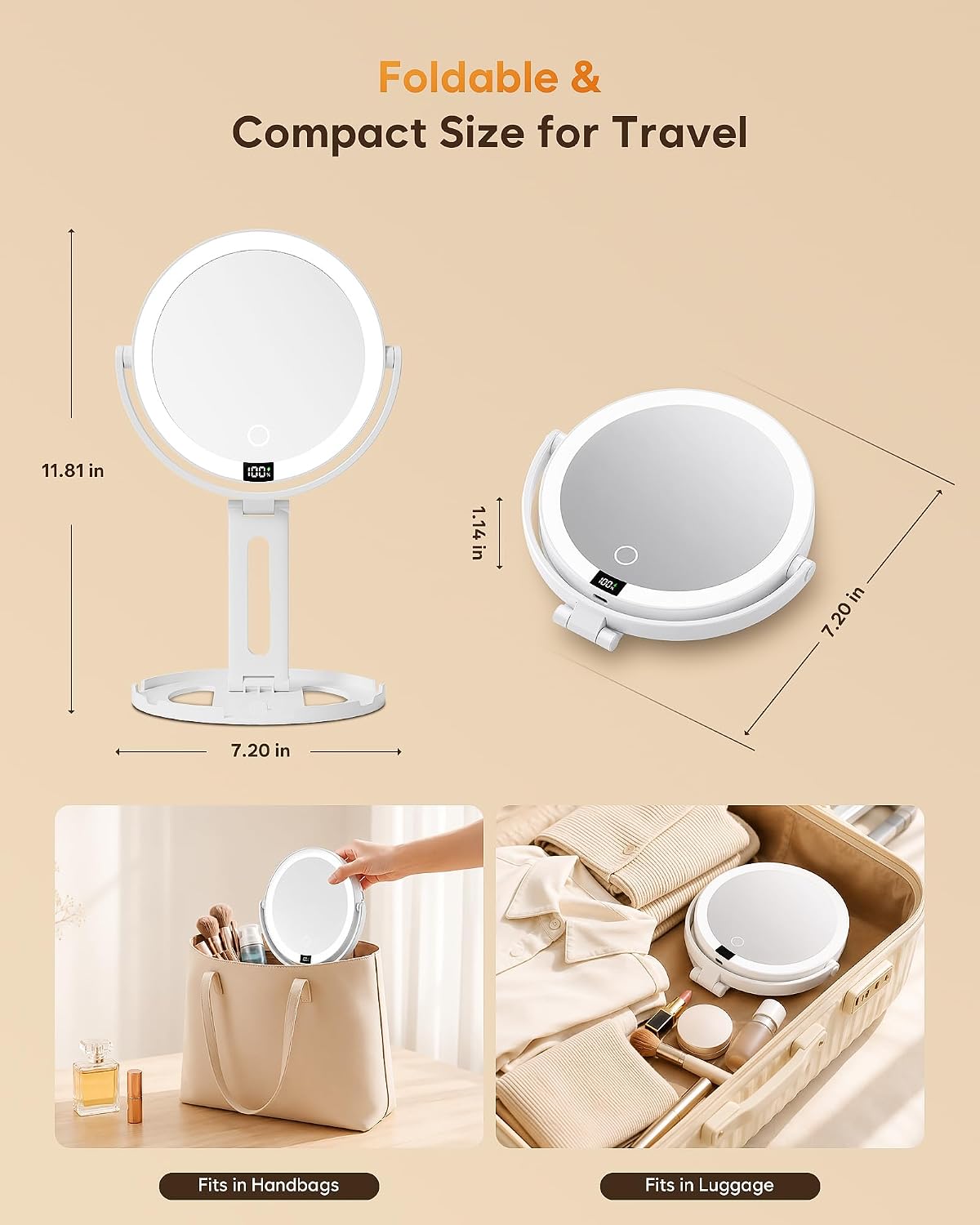Detalle de Travel Makeup Mirror with Lights, 20X Magnification