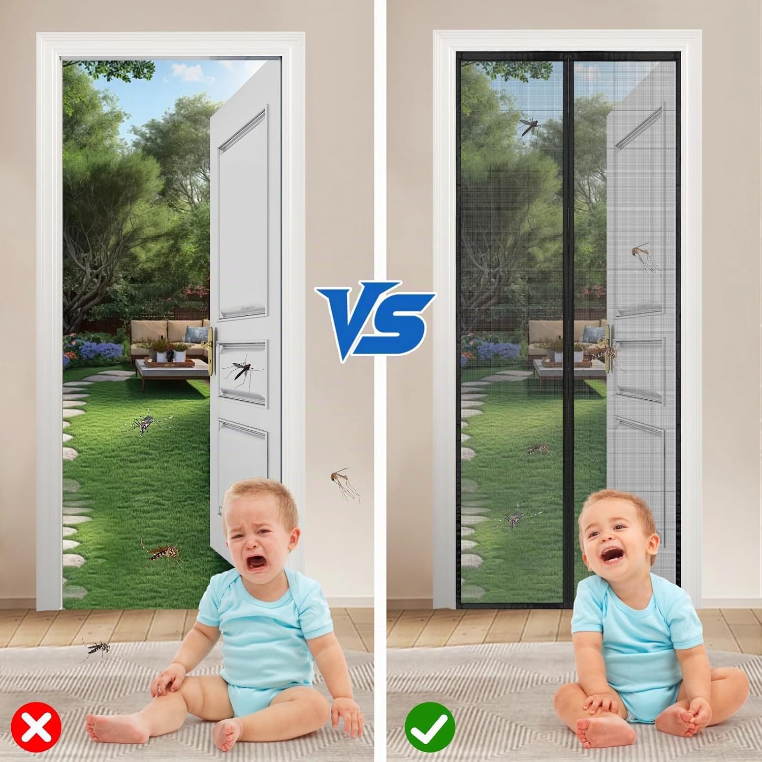 Detalle de Wzlxcxxy Zanzariera Magnetica Porta Finestra 160x240 cm – Nero, Chiusura Automatica