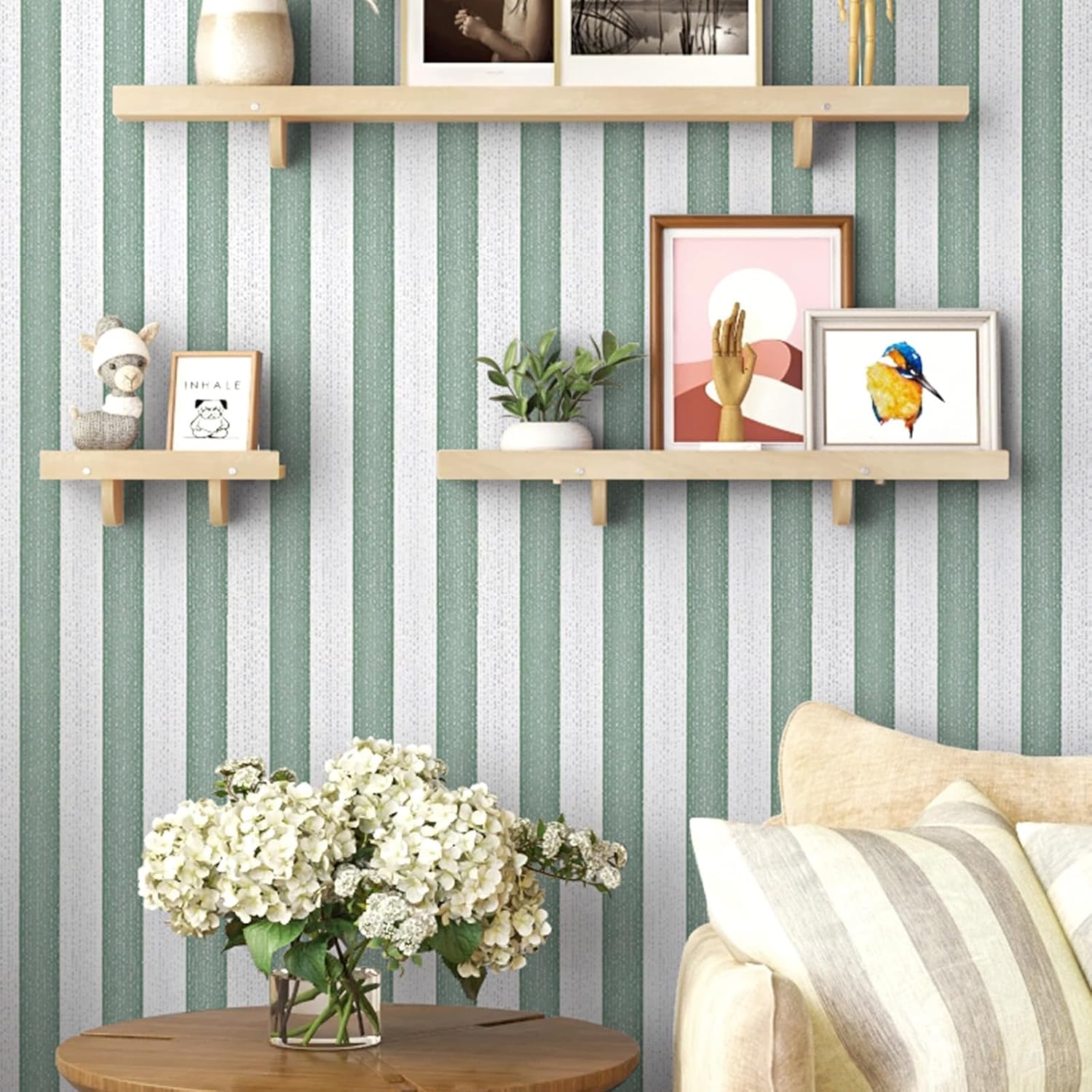 Detalle de HorryHaus striped peel-and-stick wallpaper, 15.7 in