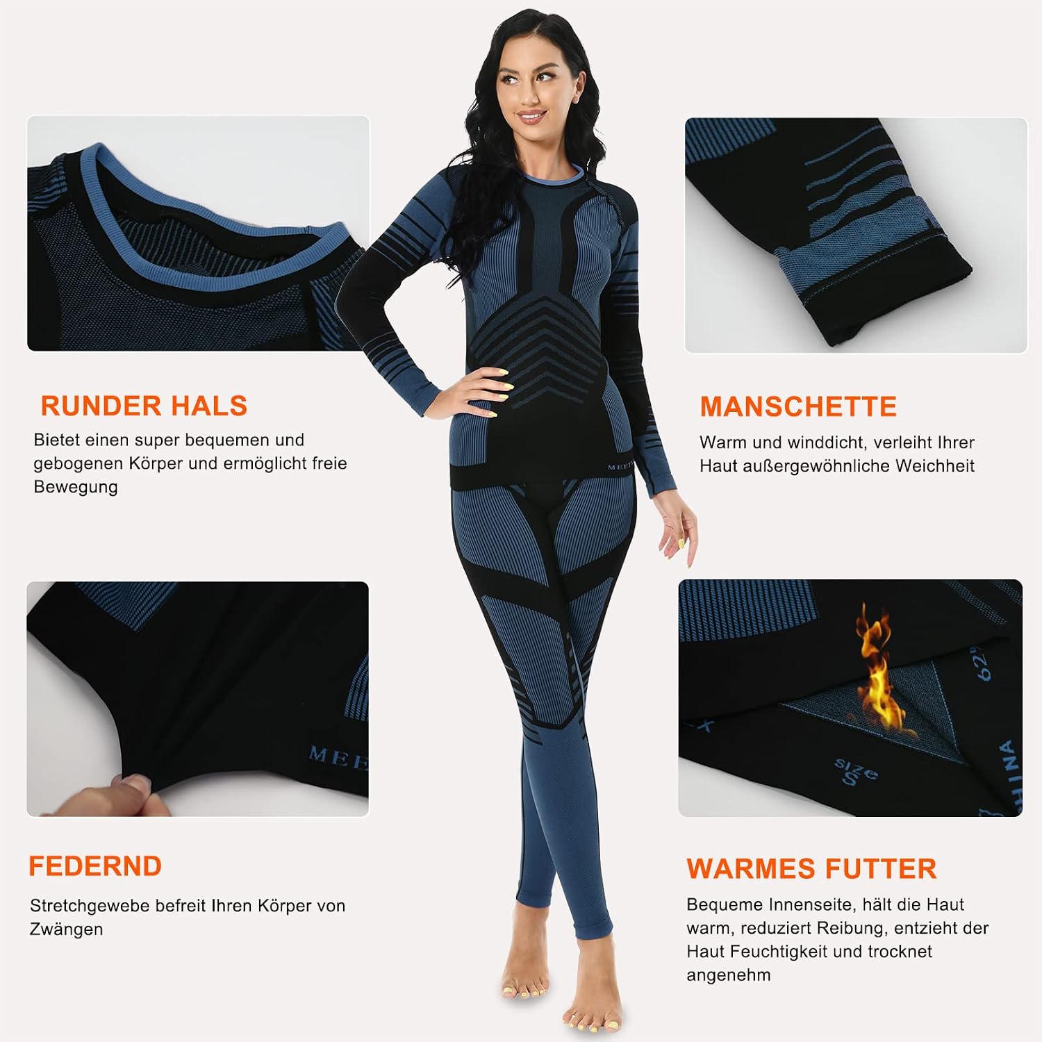 Detalle 2 de MEETYOO Intimo Termico Donna Set traspirante