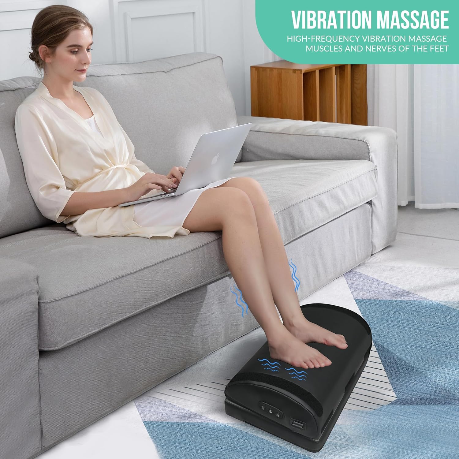 Detalle de Snailax Foot Rest Under Desk with Adjustable Heights – Ergonomic, Heated, Vibrating Massager