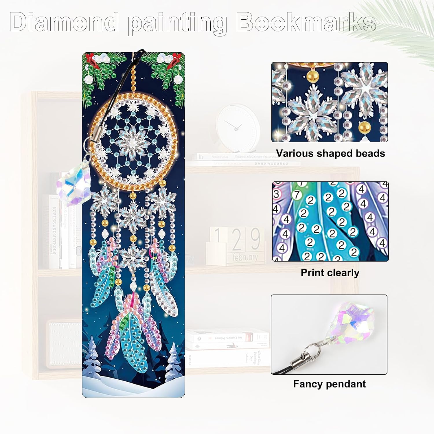 Detalle 2 de 5D Diamond Painting Bookmarks, 4-Piece Set
