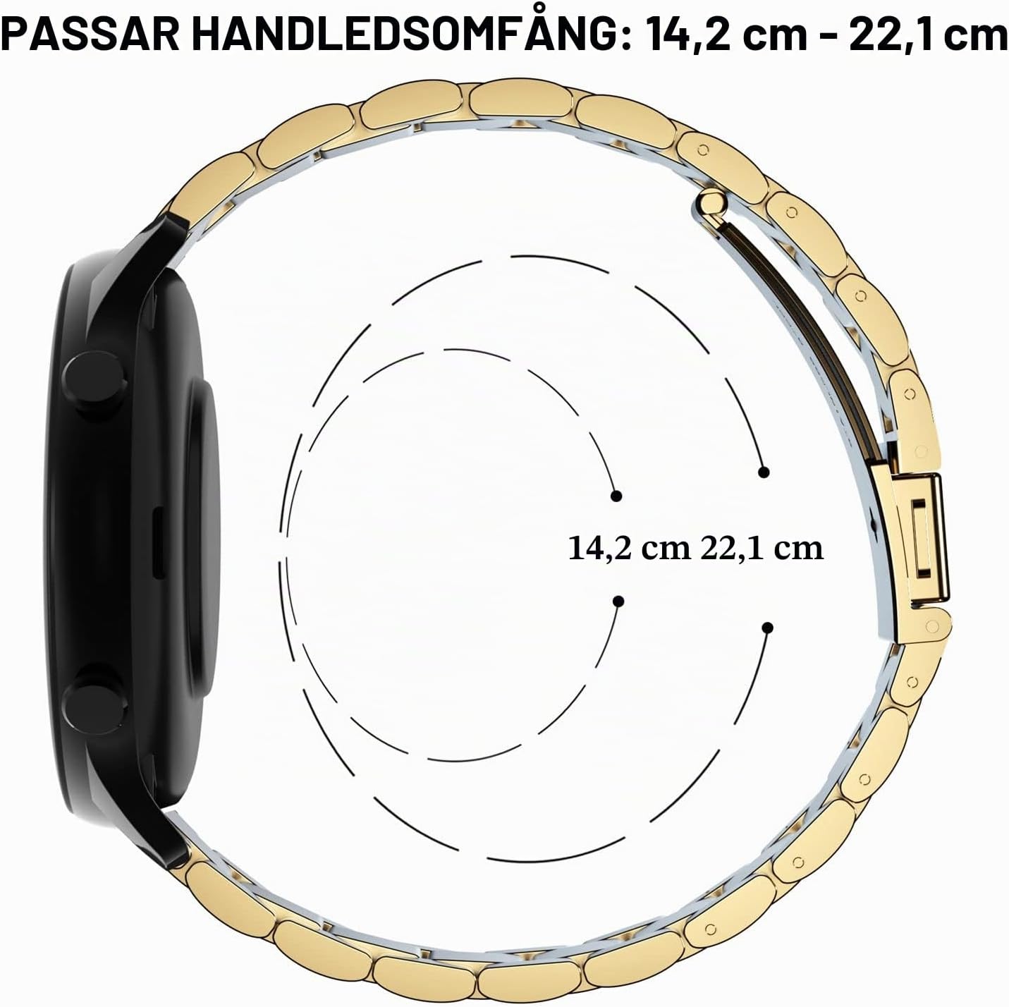 Detalle de YABZOZ 22 mm metallarmband i rostfritt stål för Amazfit GTR och Stratos