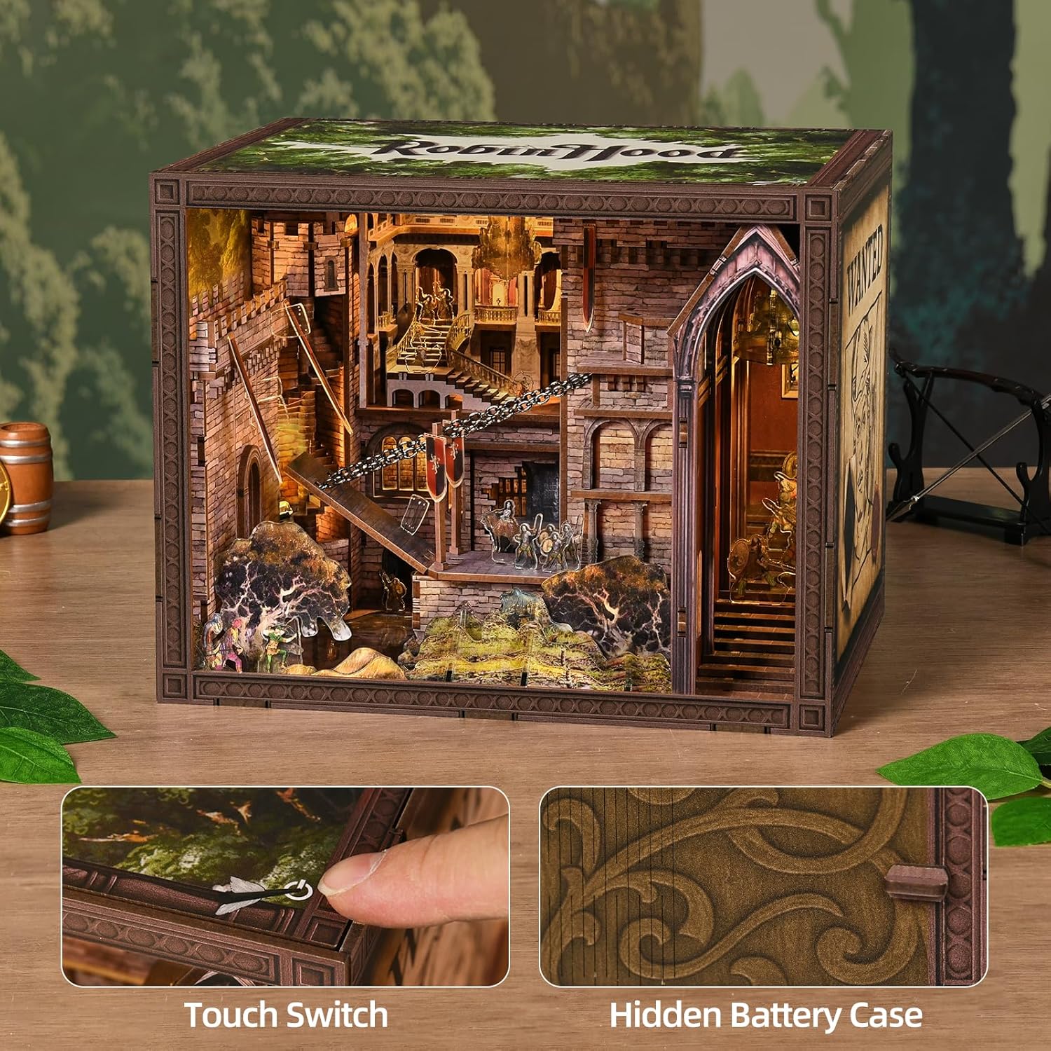 Thumbnail 3 de MiniCity Book Nook Kit – DIY Miniatur-Puppenhaus Bücherecke mit LED & Staubschutz
