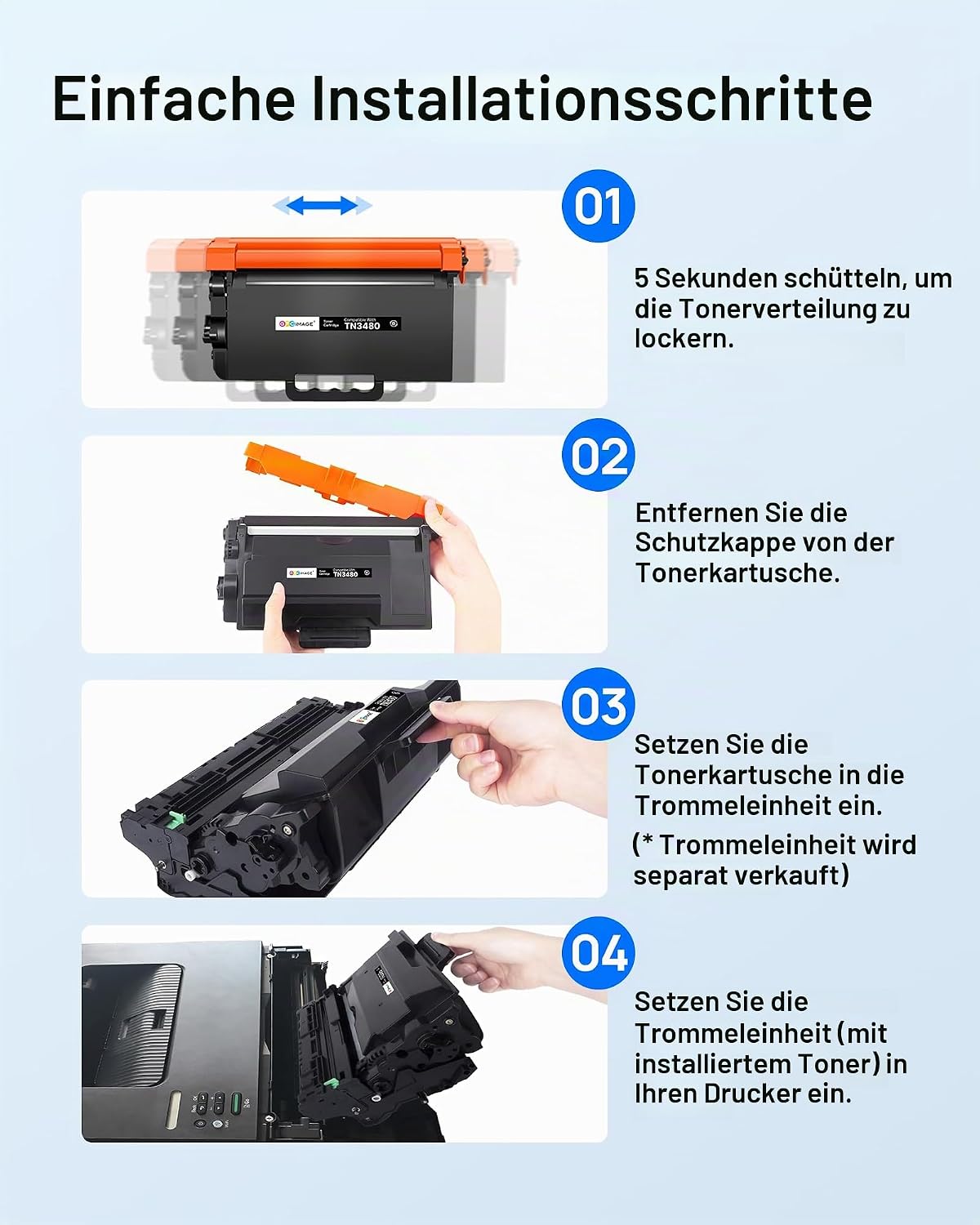Thumbnail 6 de GPC IMAGE TN3480 TN-3480 kompatibler Toner (2x Schwarz) für Brother HL-/MFC-/DCP-Drucker