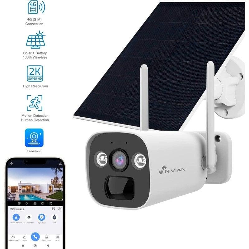 Detalle 2 de Nivian Cámara Bullet 4G 2K con panel 5W