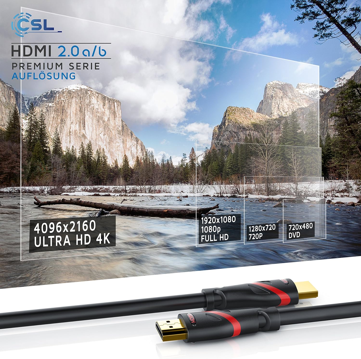 Thumbnail 5 de CSL 4k HDMI Kabel 7,5 m– HDMI 2.0b, 18 Gbit/s, HDR, ARC, 4k@60Hz, Full HD, 3D kompatibel