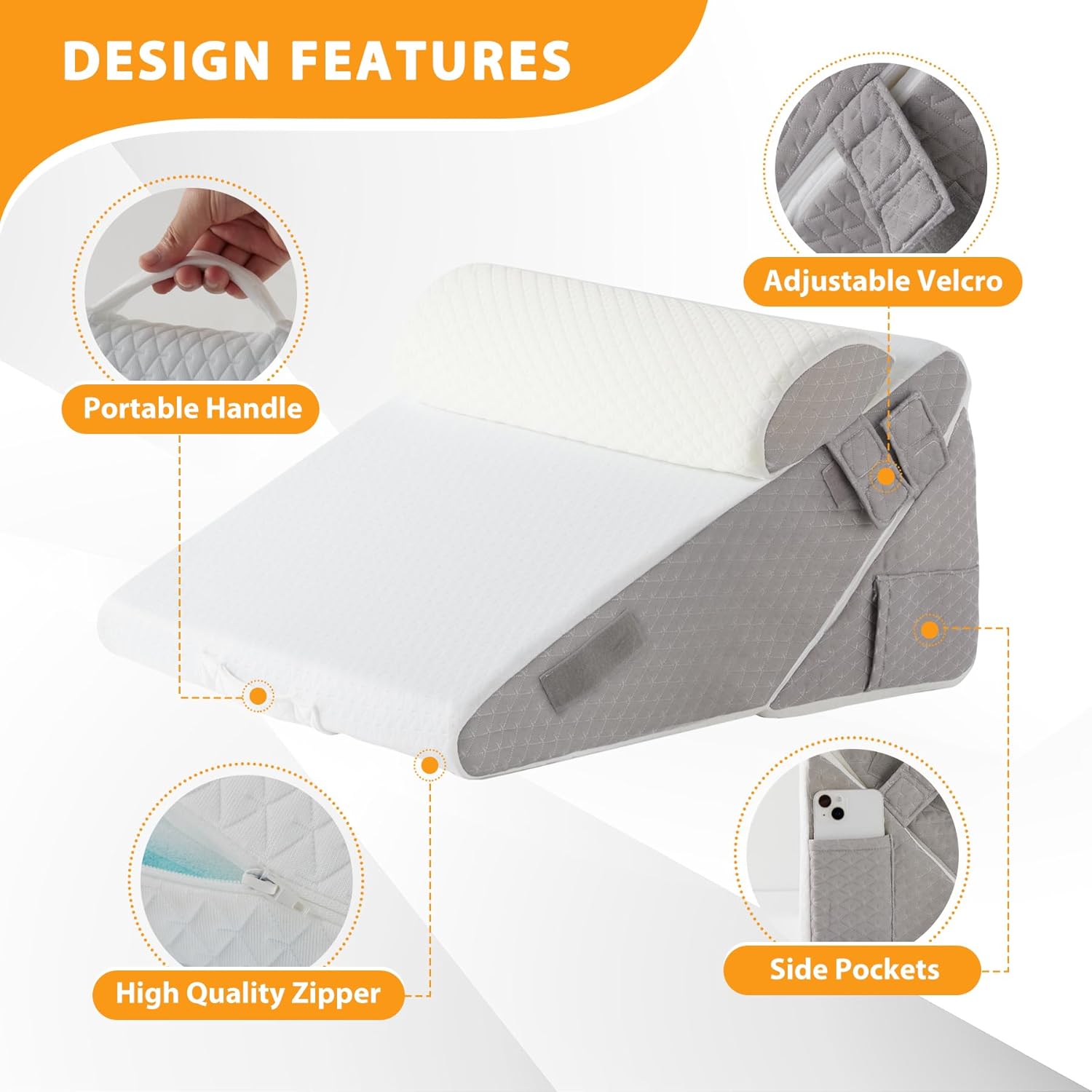 Thumbnail 6 de Ruqmuis 3PCS Adjustable Wedge Pillow Set for After Surgery, 9 & 12 Inch Bed Wedges