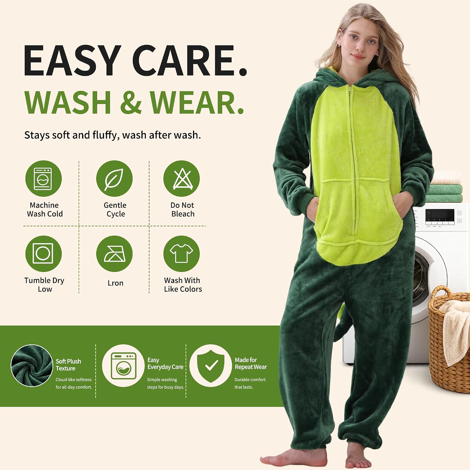 Detalle 2 de HOMEHUAL Dinosaur Onesie in Flannel