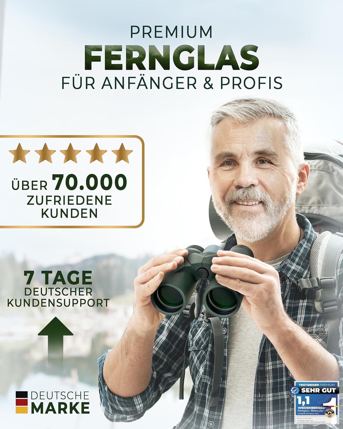 Thumbnail 6 de Weidenberger 12x42 Fernglas BAK4 HD, wasserdicht đ