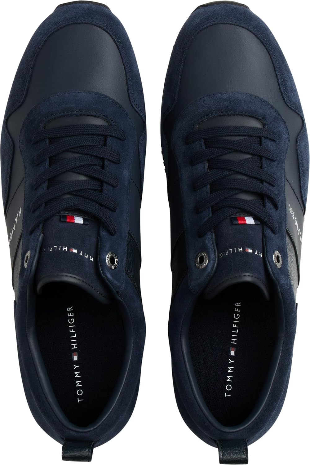 Detalle de Tommy Hilfiger Herren Runner Sneaker Iconic Leather/Suede Mix – Sportschuhe zum Schnüren