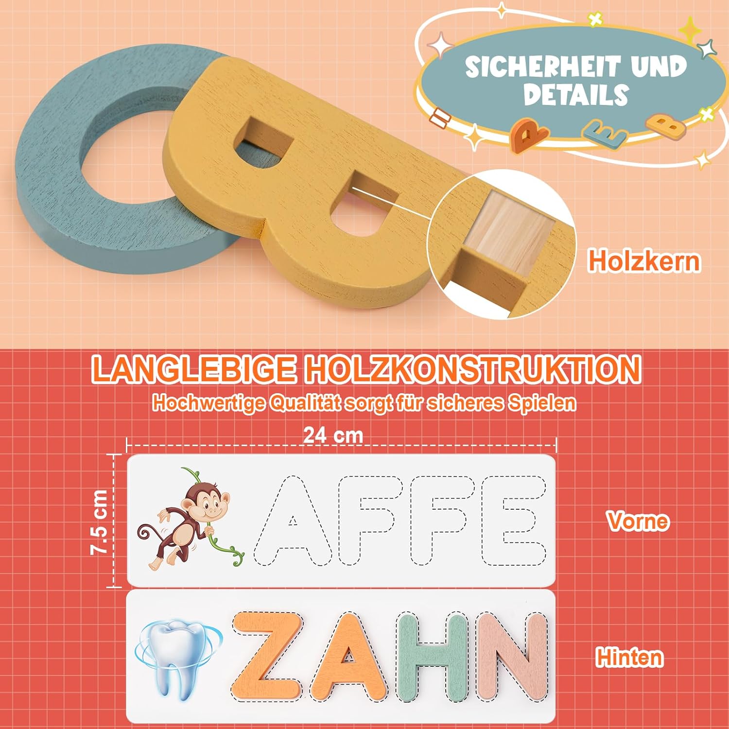 Detalle 1 de Joozmui Montessori Steckpuzzle für Kinder 3–8 Jahre 🧩