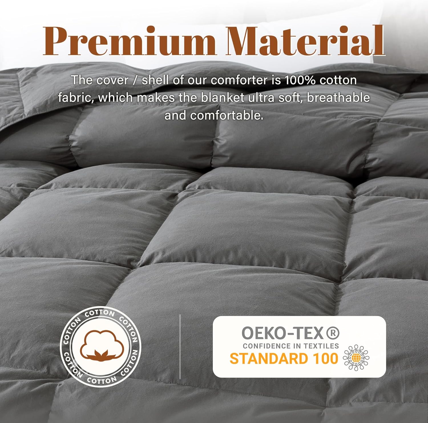 Detalle 2 de Cosybay Queen Feather and Down Fiber Comforter Insert, Cotton Shell, Medium Warmth