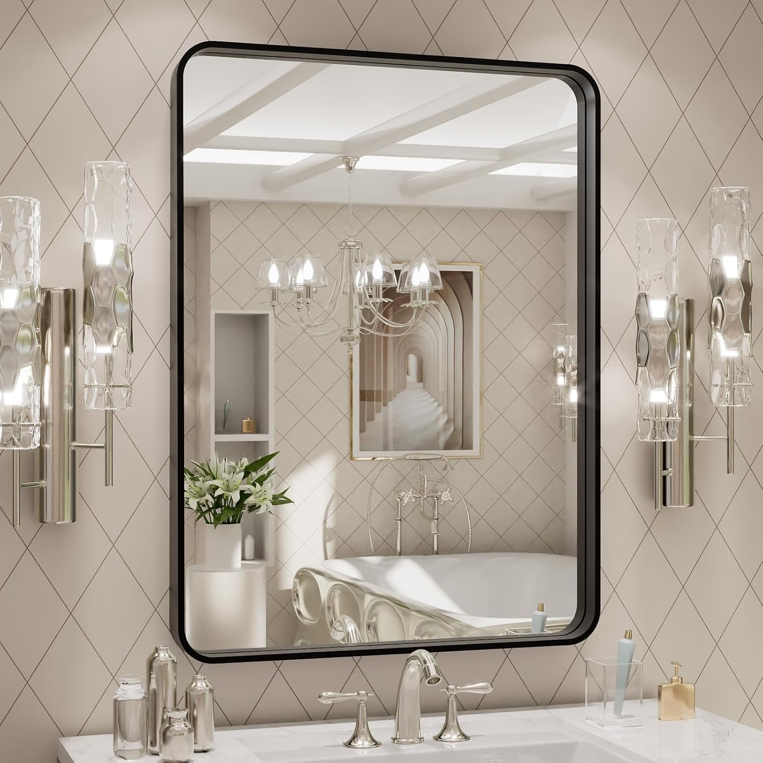 LOAAO 24x32 Bathroom Mirror Matte Black Frame