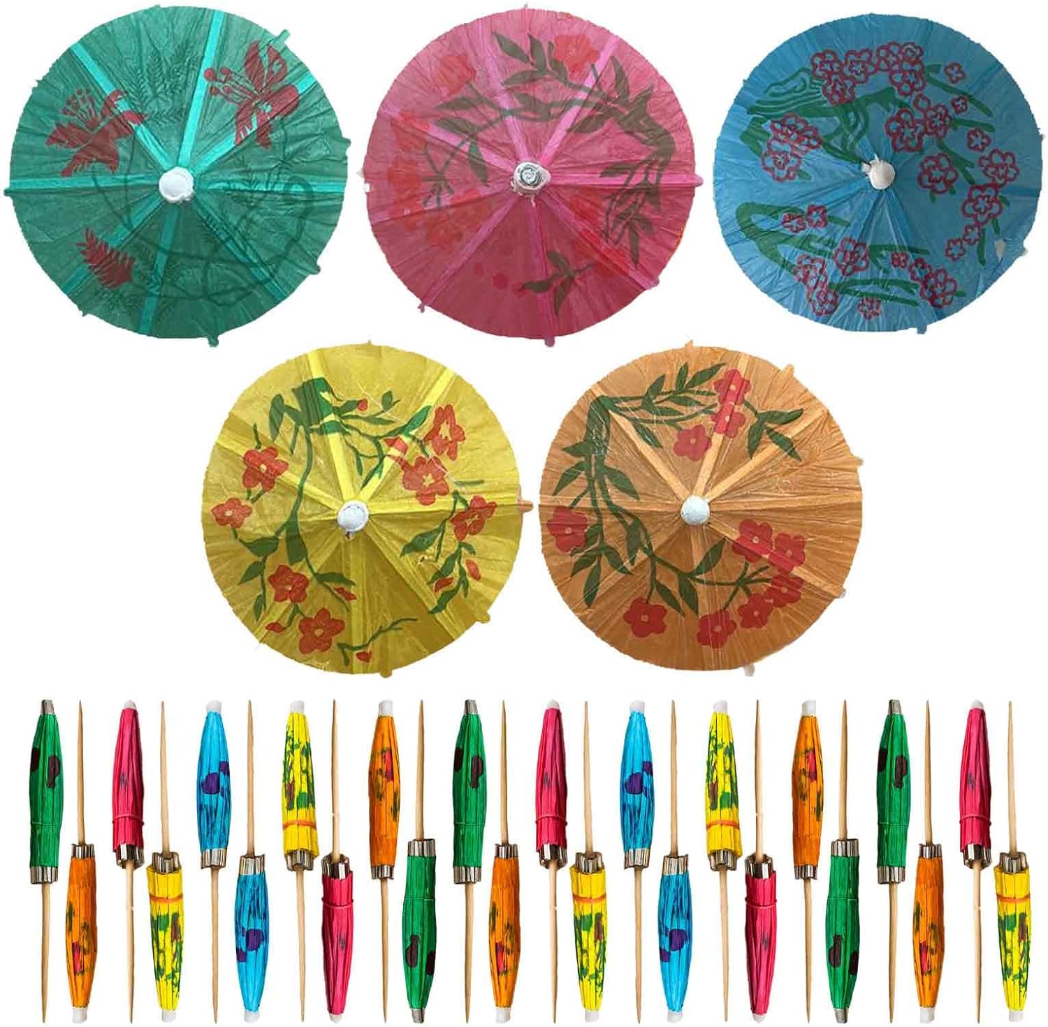 Detalle de Mobi Lock TOO-PIK-UMBRELLA-x220 Bamboo Cocktail Umbrella Picks, 220 Multicolour