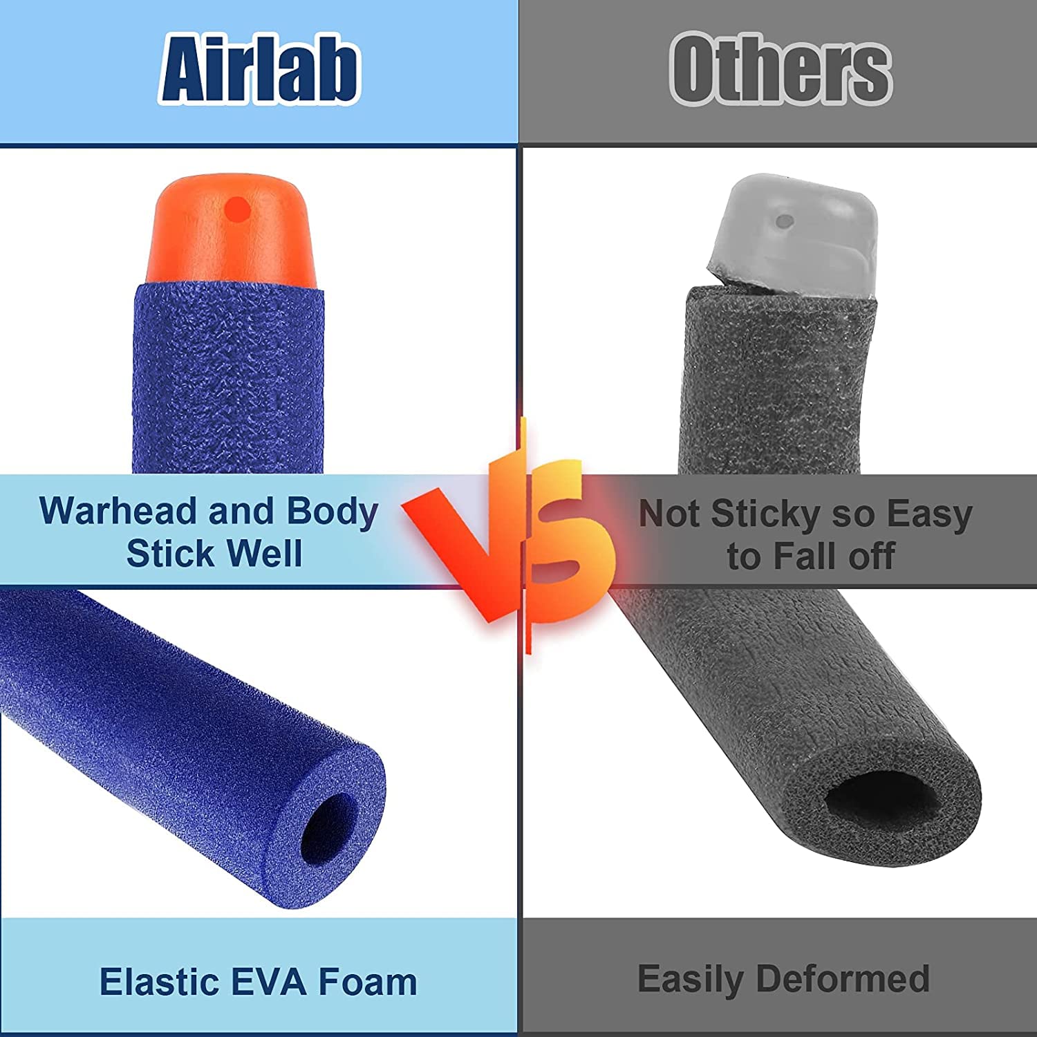 Detalle de Airlab W004-dart-bl schuimdarts voor Nerf, 400 stuks van 7,2 cm