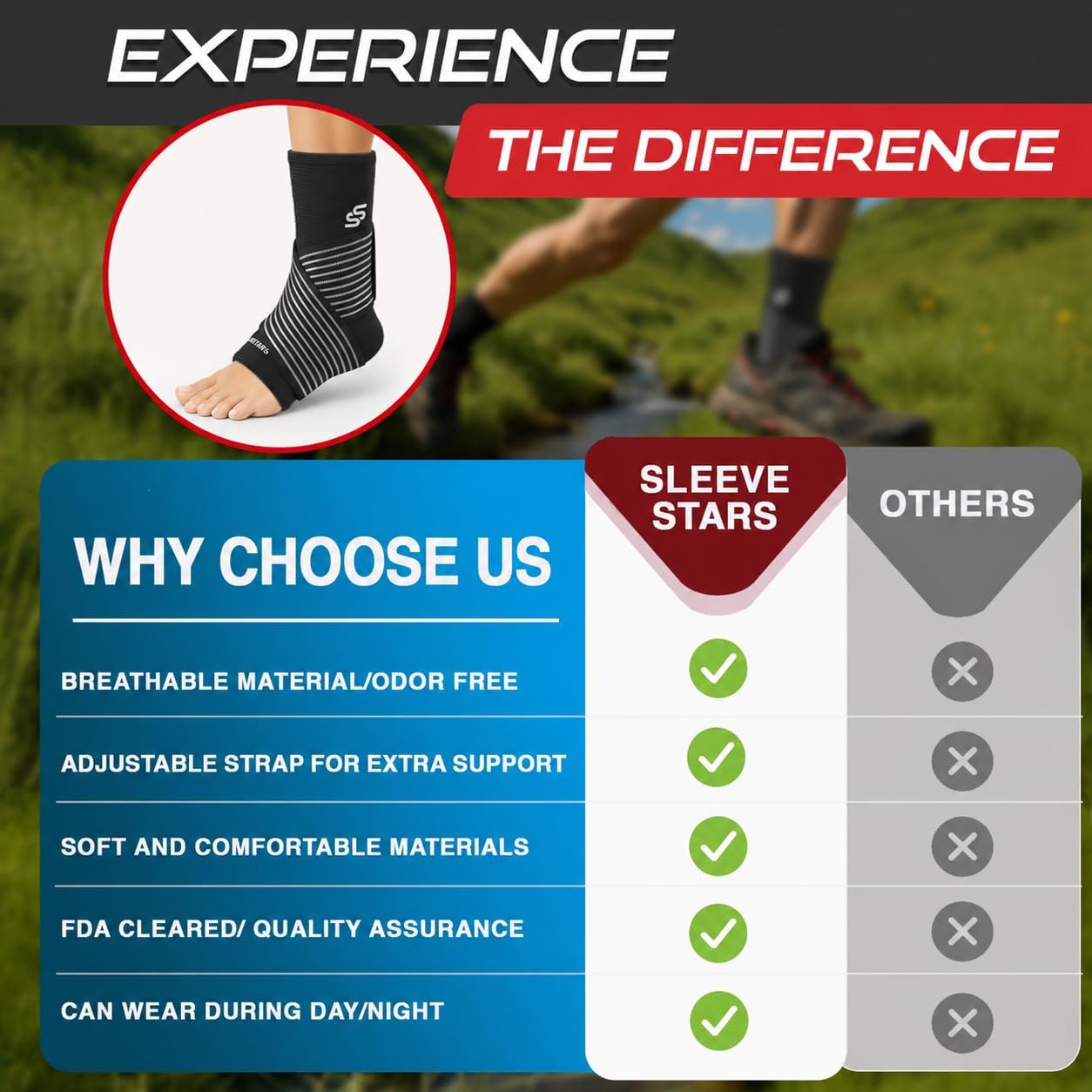 Thumbnail 6 de Sleeve Stars Ankle Brace Compression Sleeve 10" 🦶