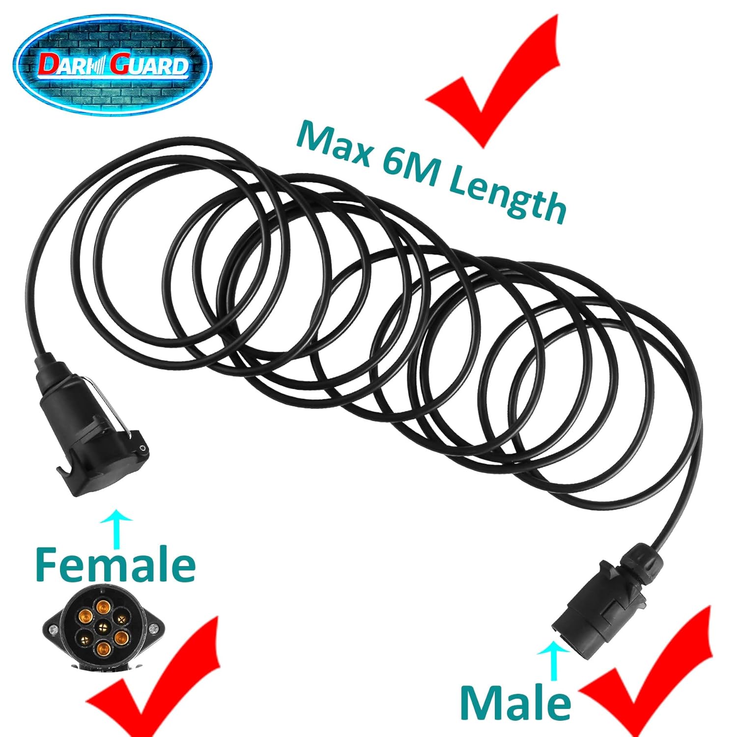 Detalle de DARKGUARD 7 Pin Trailer Plug Socket with 6M Extension Lead