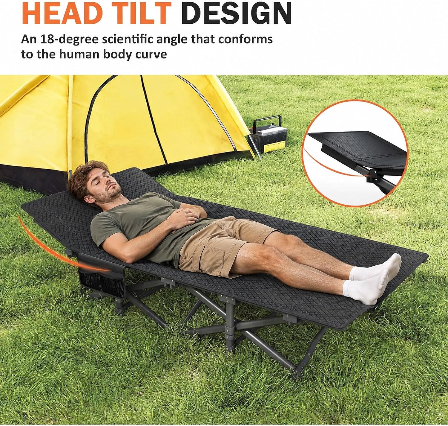 Detalle 2 de ATORPOK DX-2 Camping Cot with Cushion, 450 lb Capacity and Carry Bag