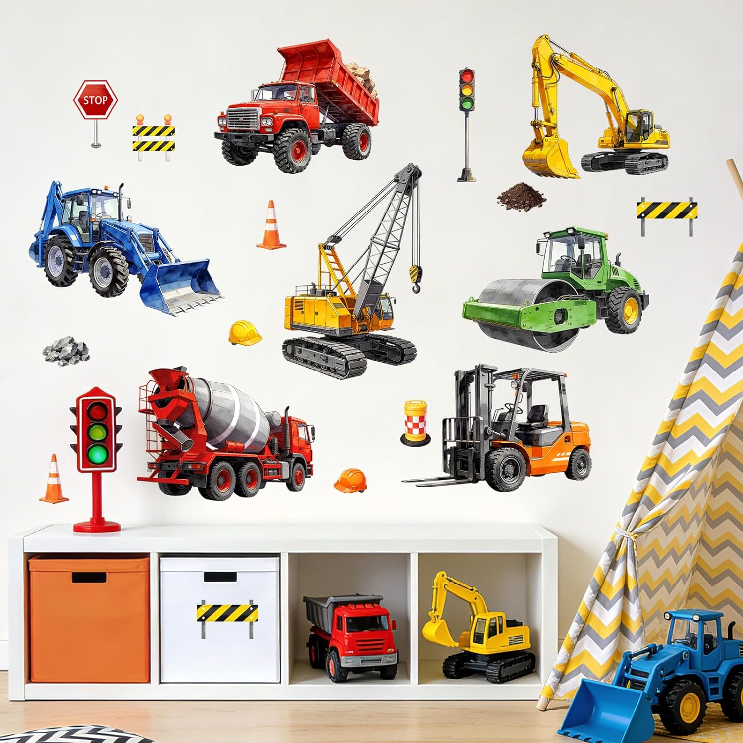 Thumbnail 3 de Supzone Trucks & Digger Car Wall Stickers – Construction Vehicle Wall Art for Kids Rooms
