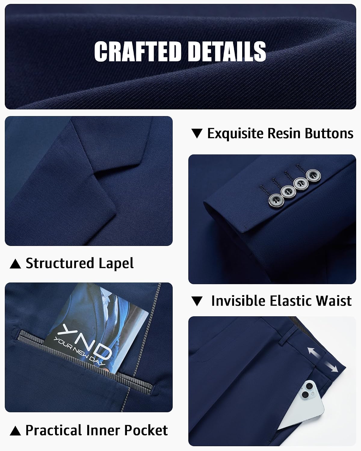 Detalle 2 de YND 3 Piece Slim Fit Suit Set