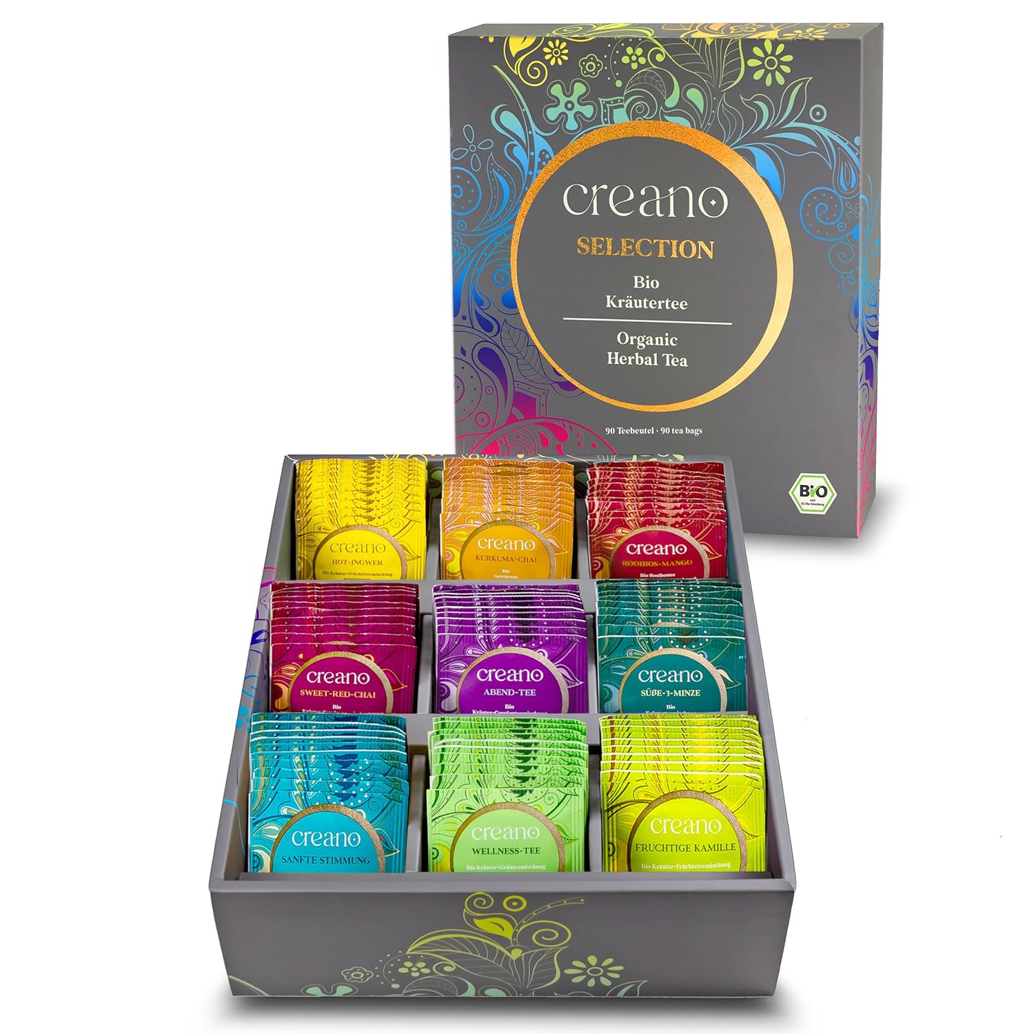Detalle de Creano Bio Kräutertee Geschenkset ORGANIC HERBAL TEA - 90 Beutel
