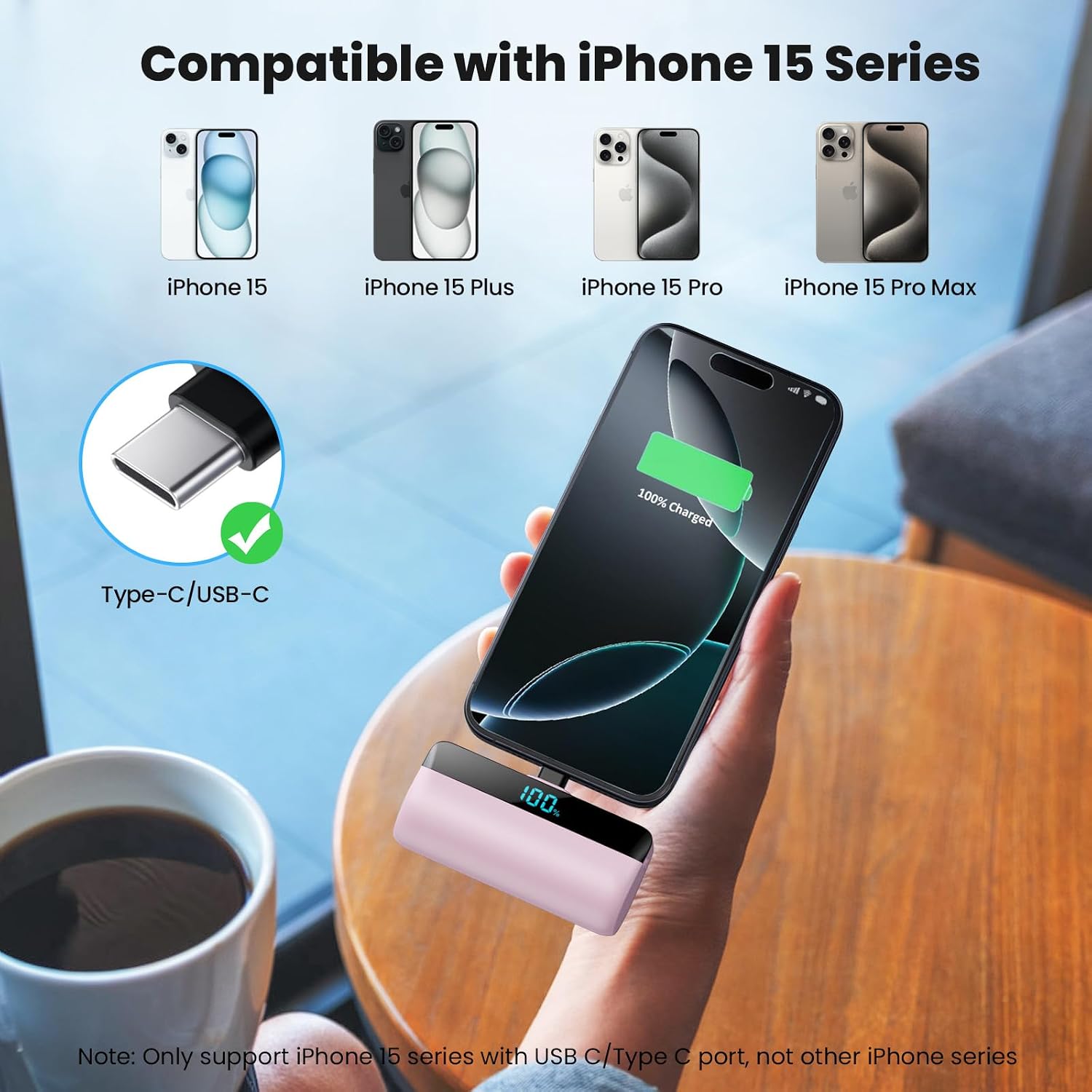 Detalle 2 de Mini 5200mAh USB-C Power Bank for iPhone 15