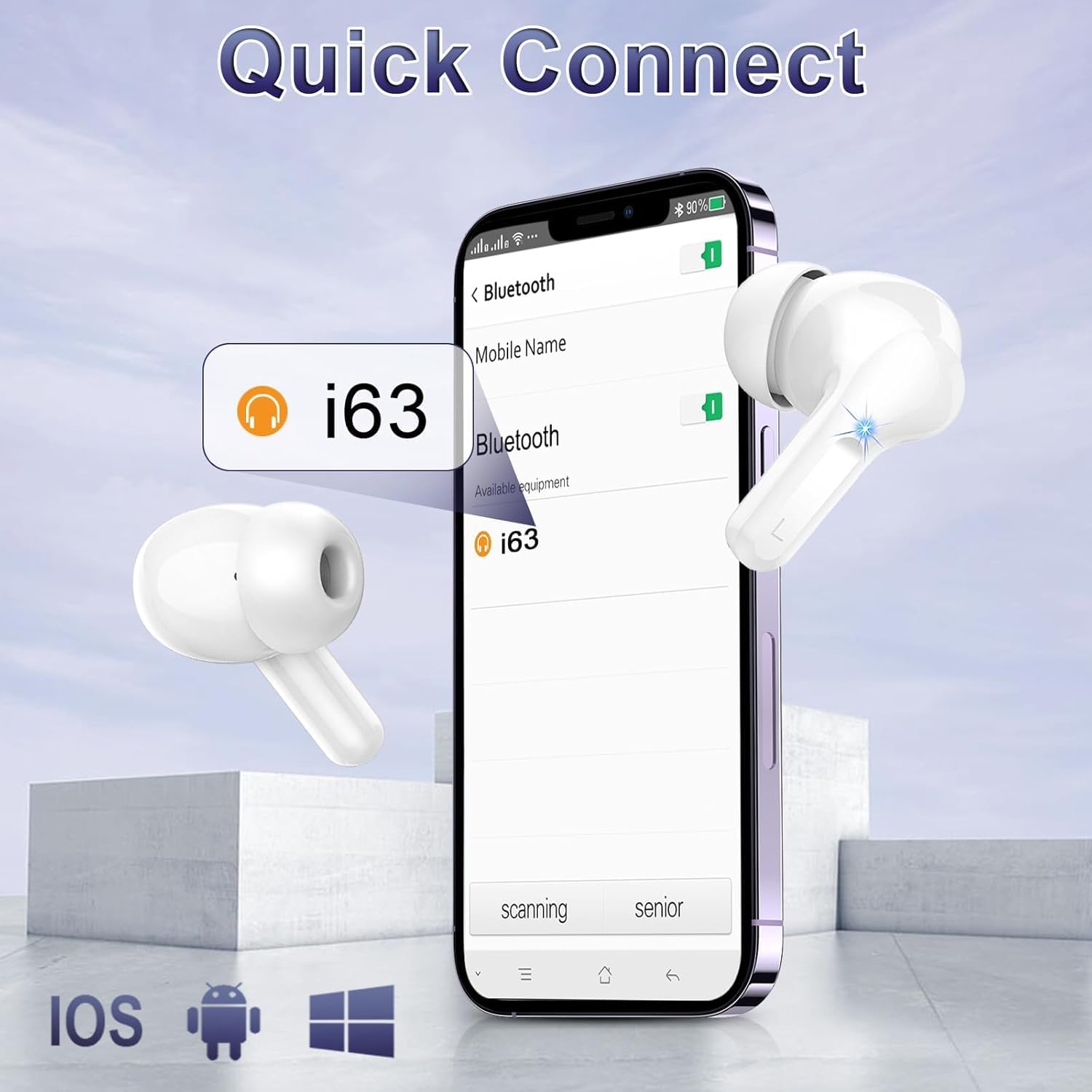 Thumbnail 6 de Écouteurs Bluetooth 5,4 sans fil micro CVC 8.0, réduction de bruit ENC, étui 48 h LED et étanchéité IPX7 (noir)