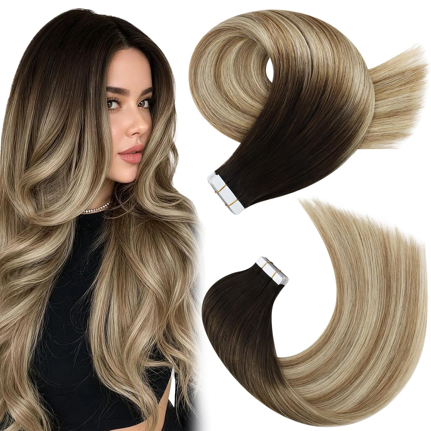 Detalle de Moresoo Tape In Human Hair 16 Inch