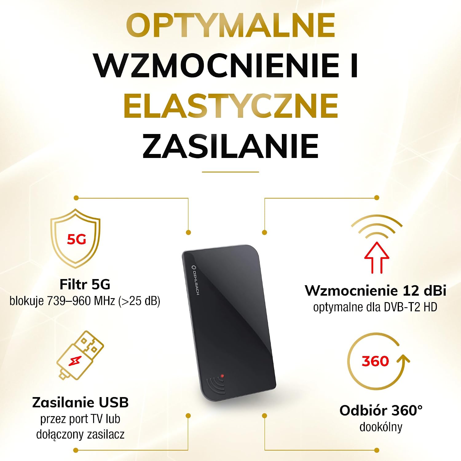 Detalle 2 de Oehlbach Scope Vision 5G – pokojowa antena DVB-T2 ze wzmacniaczem i filtrem LTE/5G
