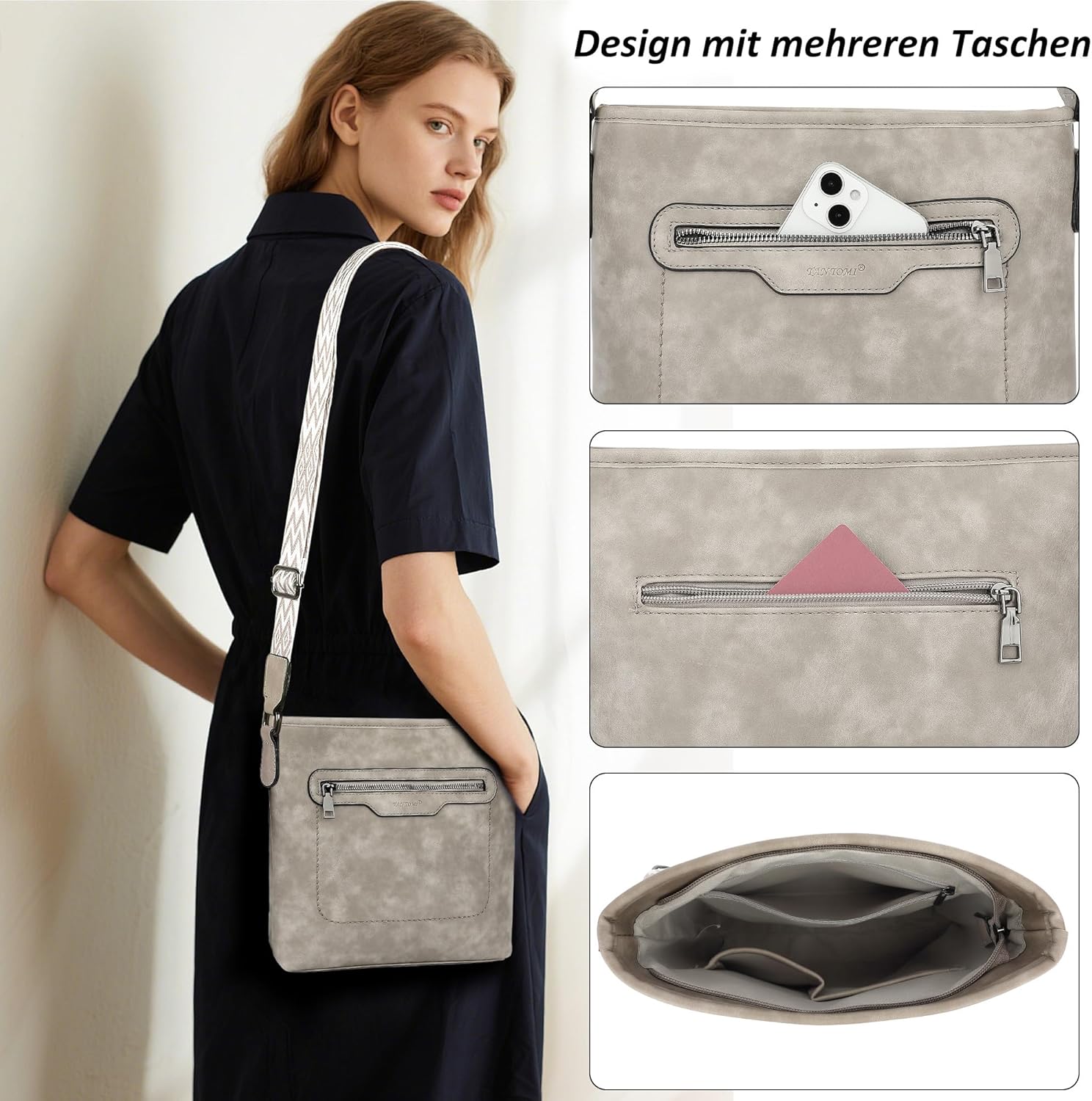 Thumbnail 5 de TANTOMI Umhängetasche Damen – leichte Schultertasche mit verstellbarem Riemen