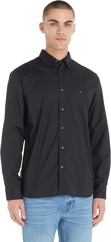 Detalle de Tommy Hilfiger Camisa Core Flex Manga Larga para Hombre 🖤