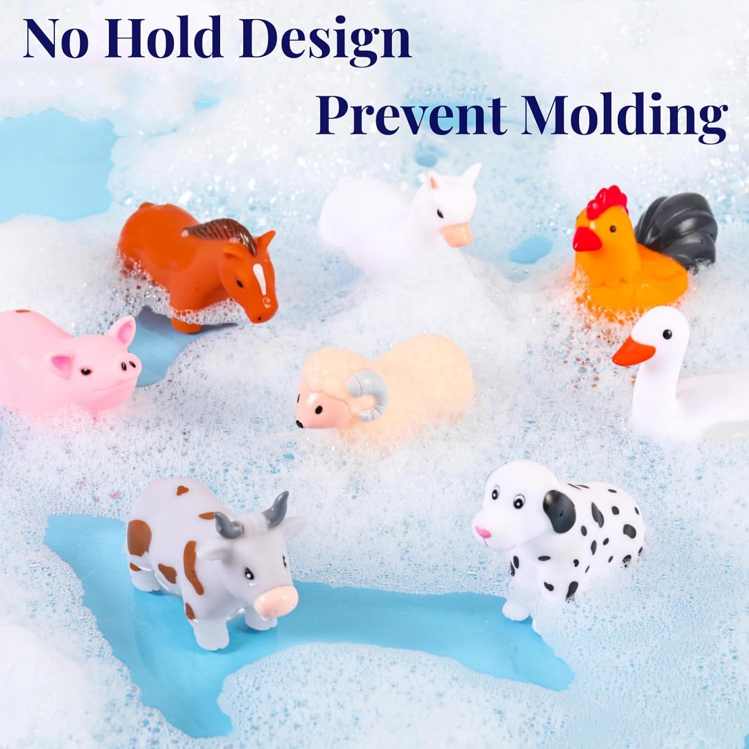Thumbnail 1 de XY-WQ “No Hole” Bath Toys Set (Animal II), 8 Pack with Mesh Bag for Infants 6–12 Months & Toddlers 1–3