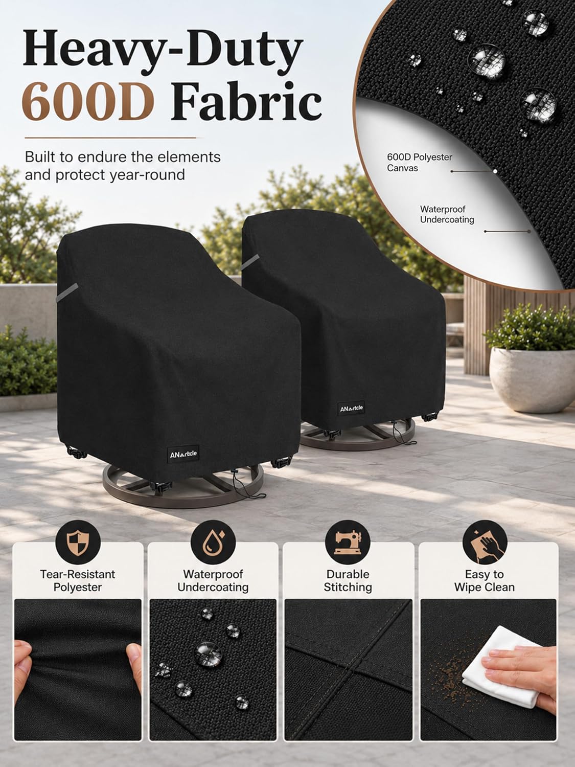 Detalle de ANartcle 2Pack-28"D x 33"W x 38.5"H Swivel Rocker Chair Covers