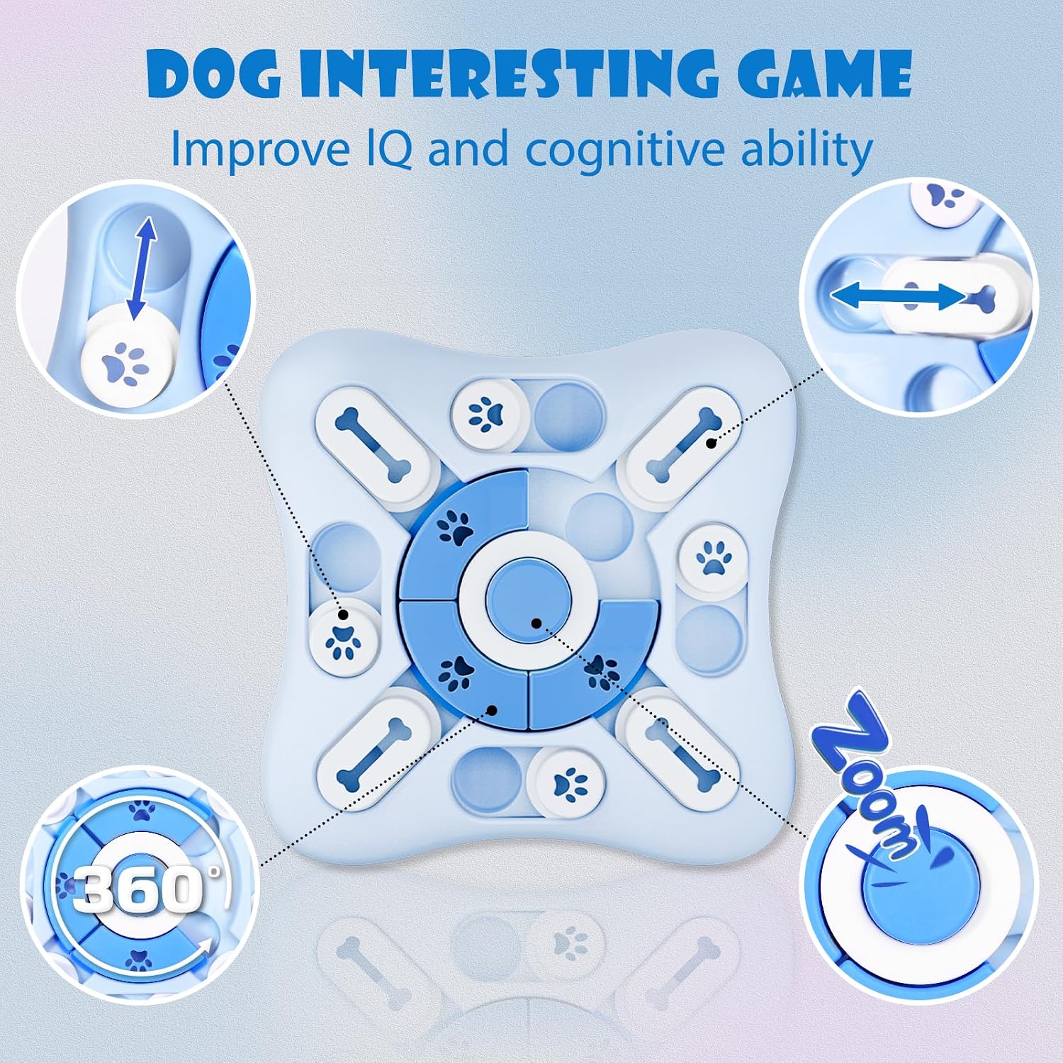 Detalle de Hundespielzeug Intelligenz: Quietschgeräusche & Leckerli-Spiel für IQ-Training, waschbar (weiß)